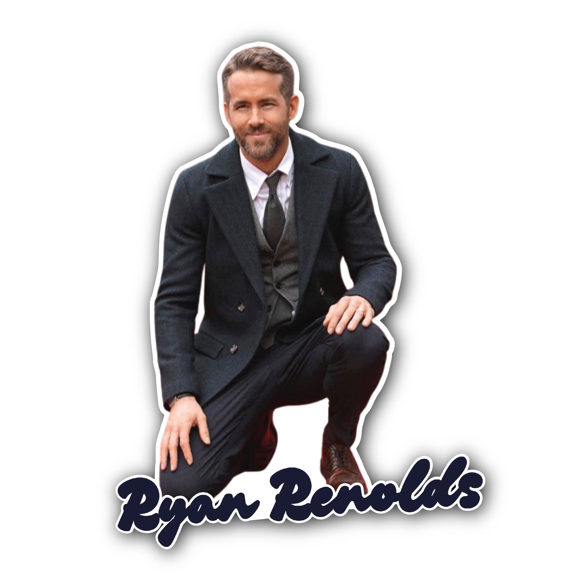 Ryan Reynolds Portrait Sticker, Waterproof Vinyl Decal Sticker Indoor Or Outdoor 2 (Pieces) 3" and 5"