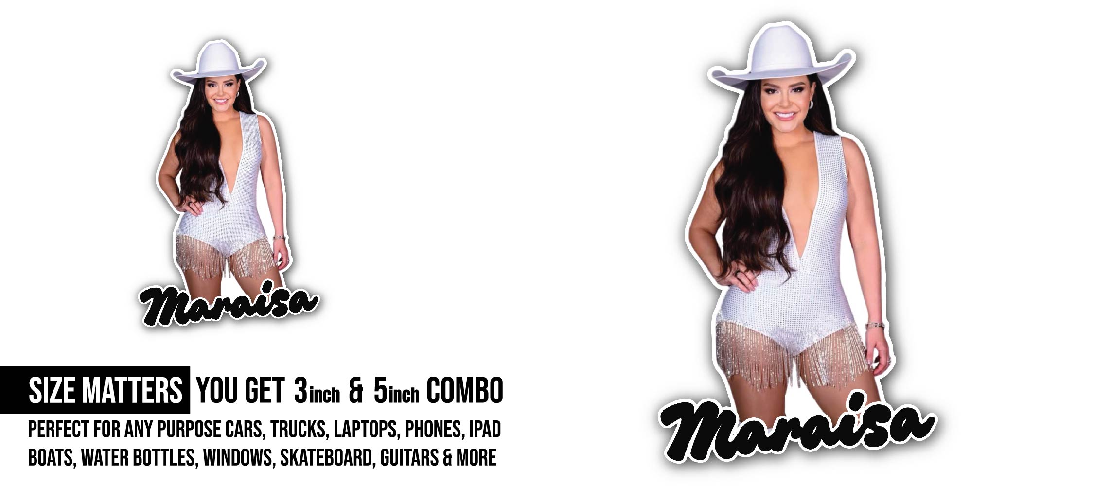 Maraisa Sticker, Waterproof Vinyl Decal Sticker Indoor Or Outdoor 2 (Pieces) 3" and 5"