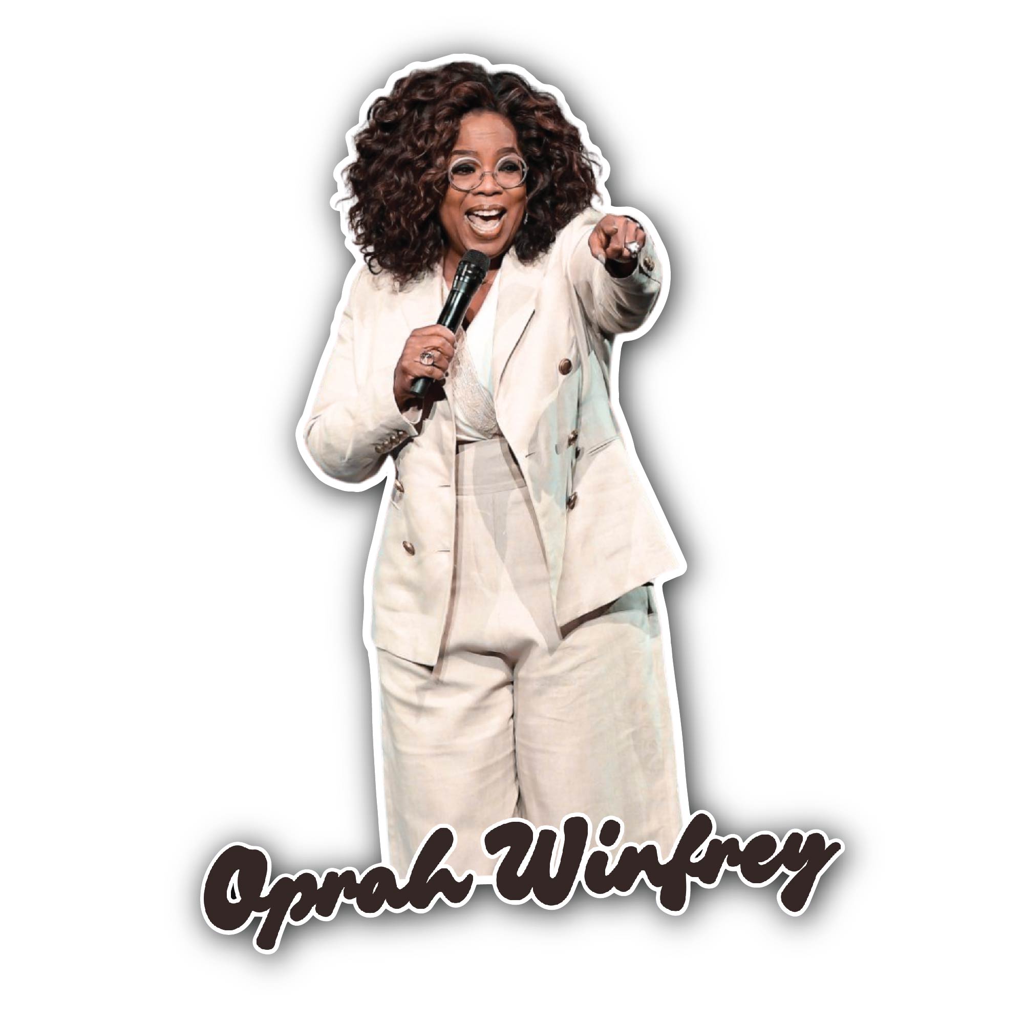 Oprah Winfrey Sticker, Waterproof Vinyl Decal Sticker Indoor Or Outdoor 2 (Pieces) 3" and 5"