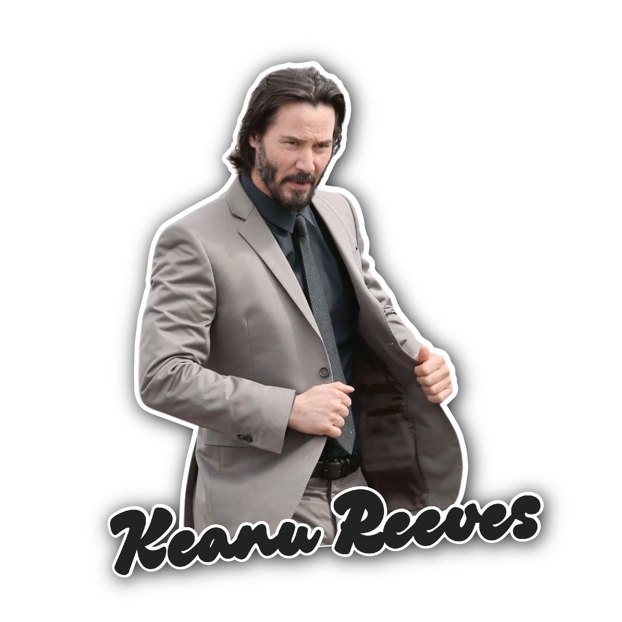 Keanu Reeves Sticker, Waterproof Vinyl Decal Sticker Indoor Or Outdoor 2 (Pieces) 3" and 5"