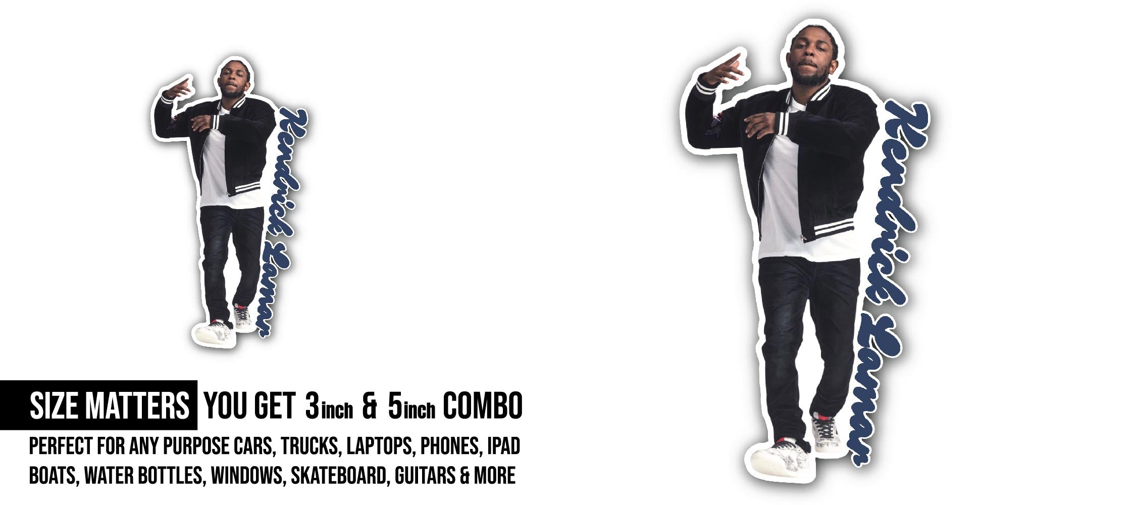 Kendrick Lamar Sticker, Waterproof Vinyl Decal Sticker Indoor Or Outdoor 2 (Pieces) 3" and 5"