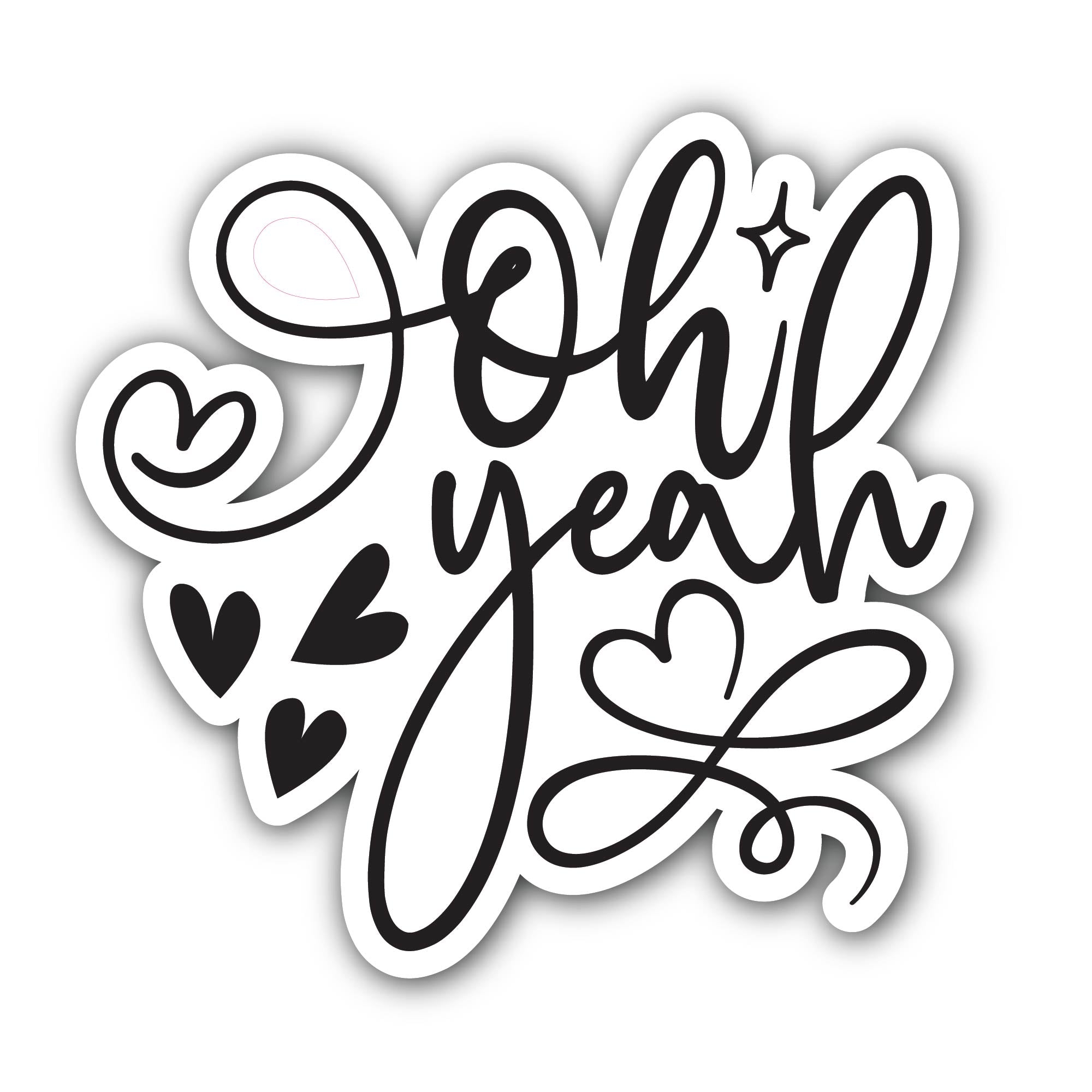 Oh Yeah Text Sticker, Waterproof Vinyl Decal Sticker Indoor Or Outdoor 2 (Pieces) 3" and 5"