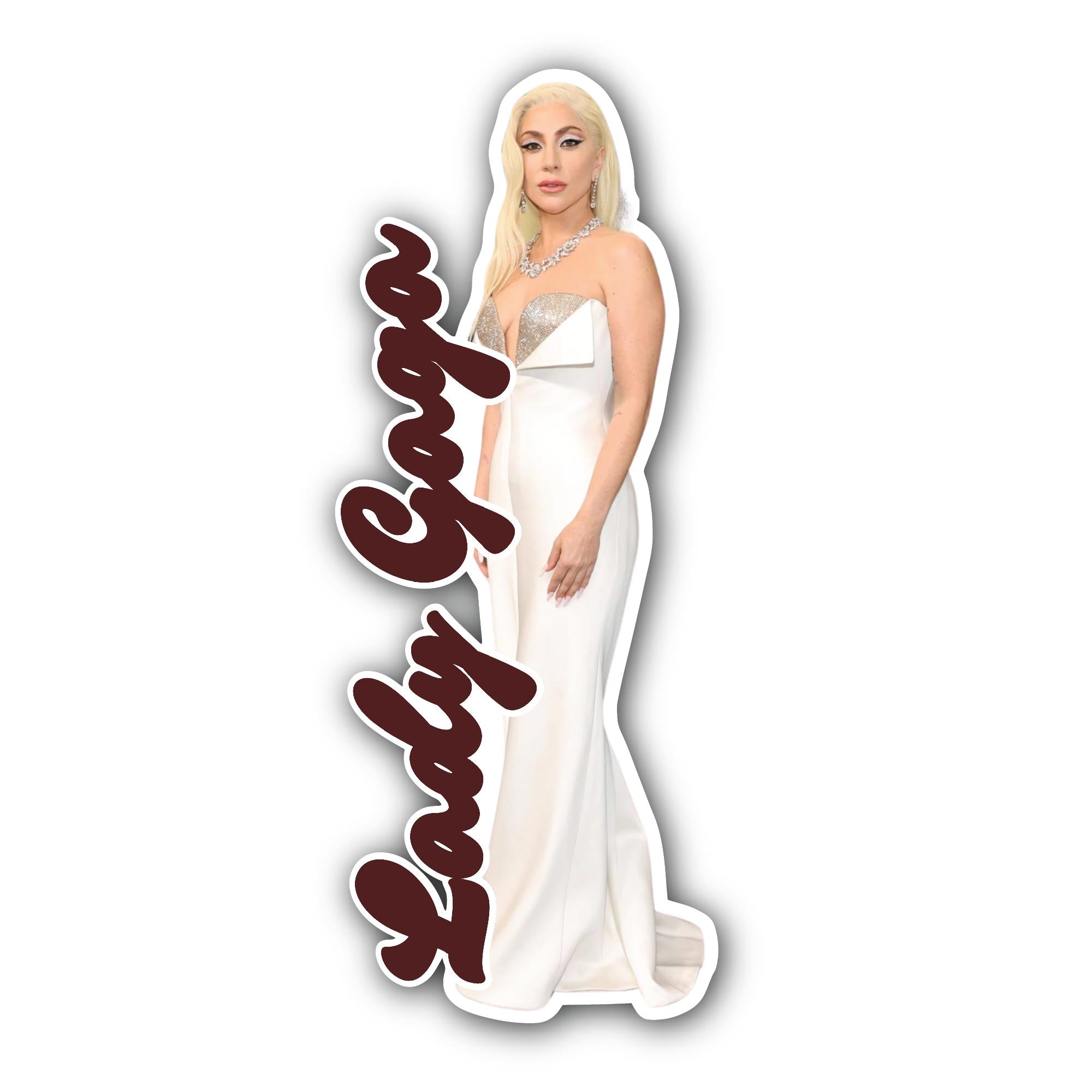 Lady Gaga Sticker, Waterproof Vinyl Decal Sticker Indoor Or Outdoor 2 (Pieces) 3" and 5"
