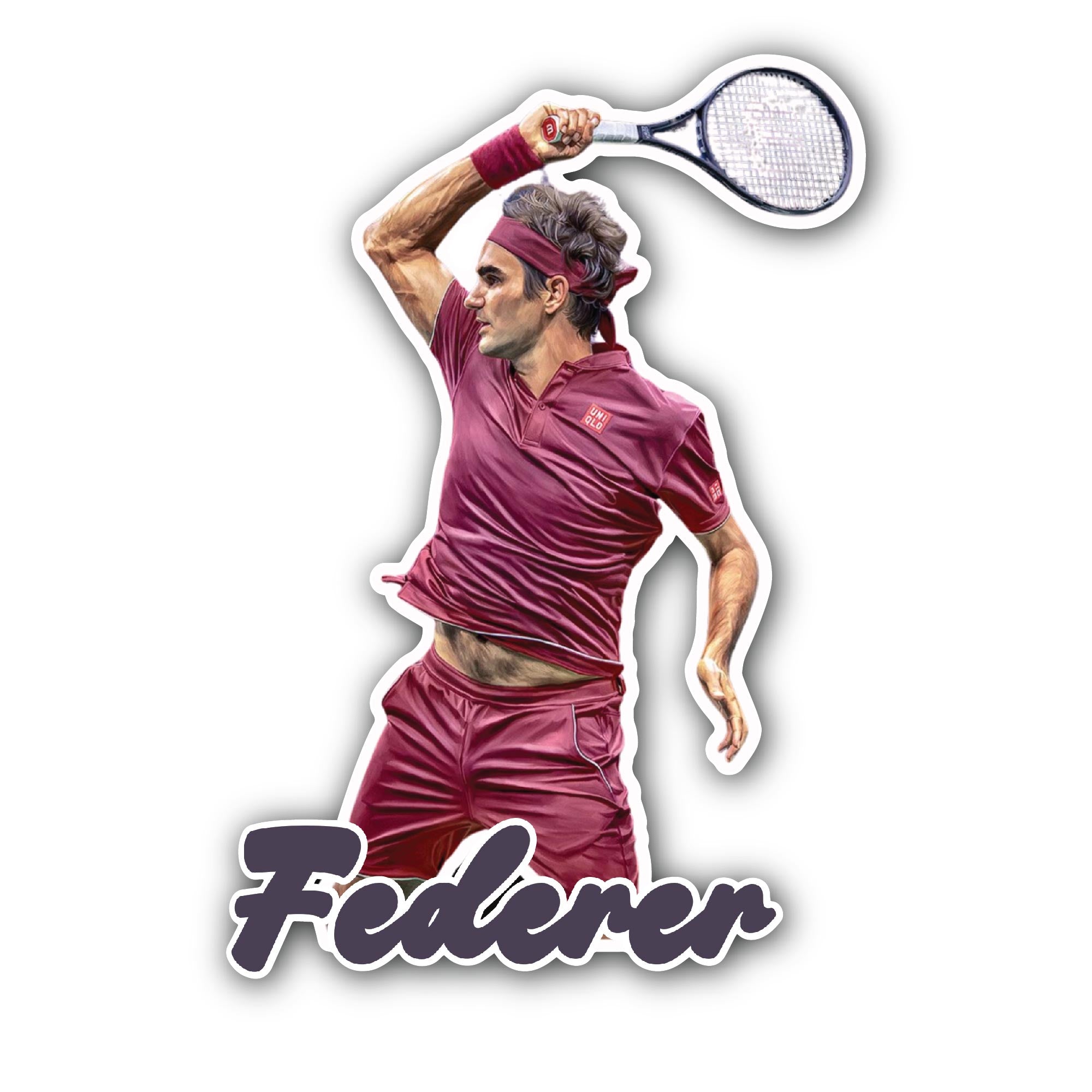 Roger Federer Sticker, Waterproof Vinyl Decal Sticker Indoor Or Outdoor 2 (Pieces) 3" and 5"