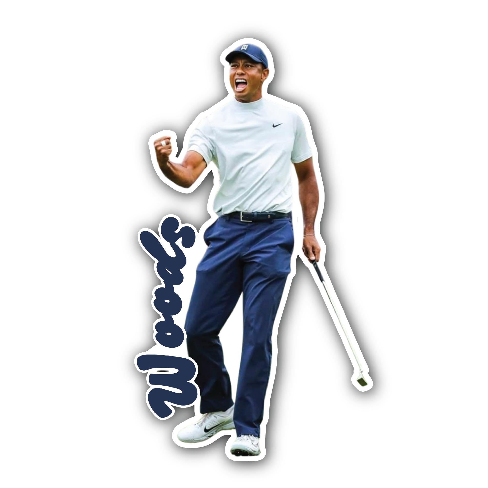 Tiger Woods Celebration Sticker, Waterproof Vinyl Decal Sticker Indoor Or Outdoor 2 (Pieces) 3" and 5"