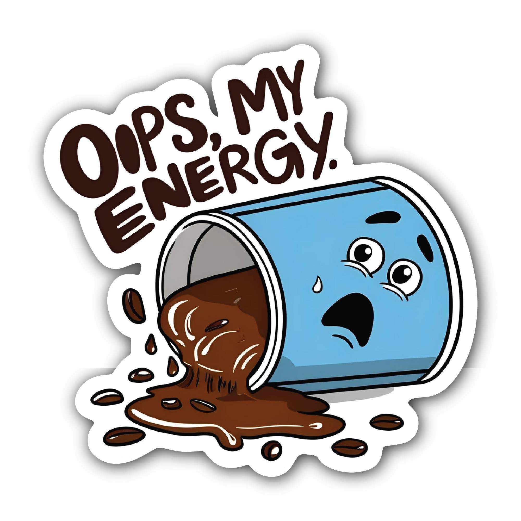Oops, My Energy text Sticker, Waterproof Vinyl Decal Sticker Indoor Or Outdoor 2 (Pieces) 3" and 5"