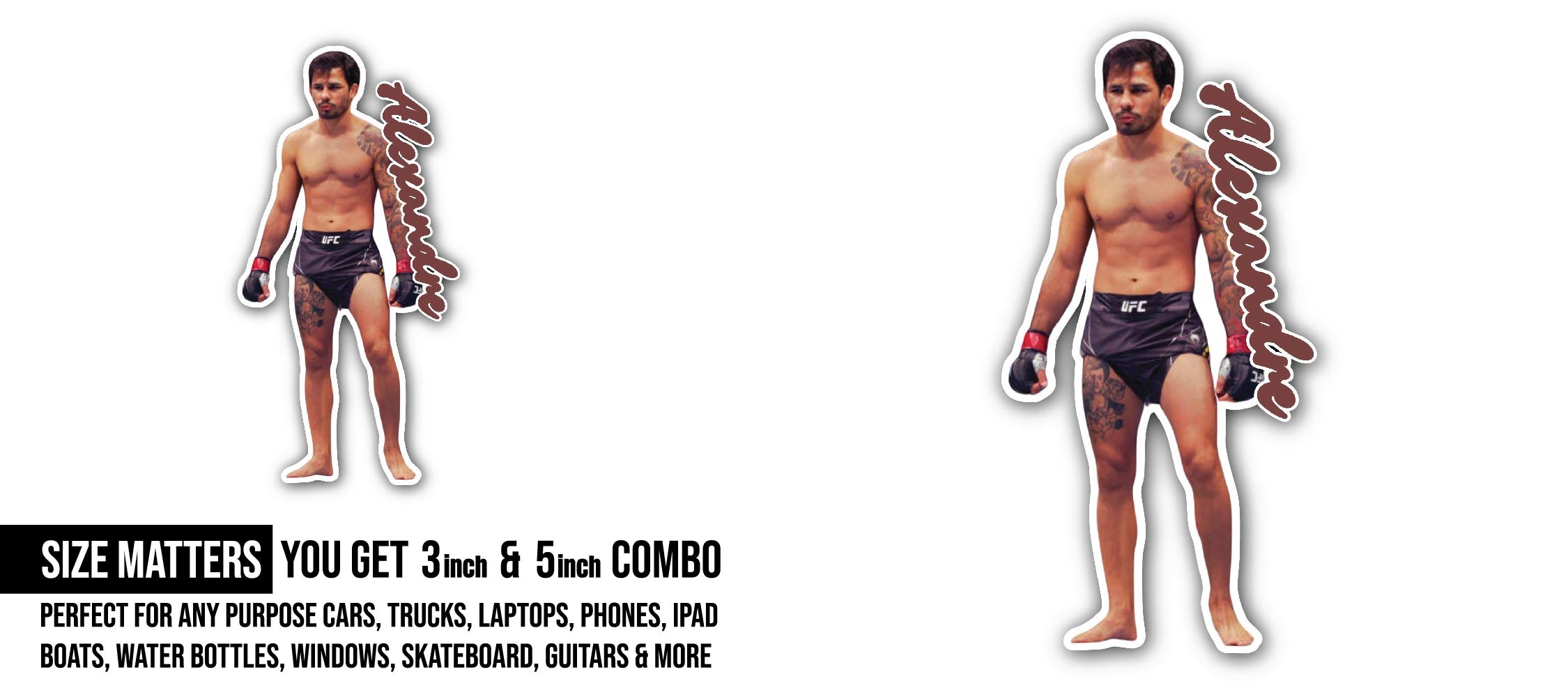 Alexandre Sticker, Waterproof Vinyl Decal Sticker Indoor Or Outdoor 2 (Pieces) 3" and 5"
