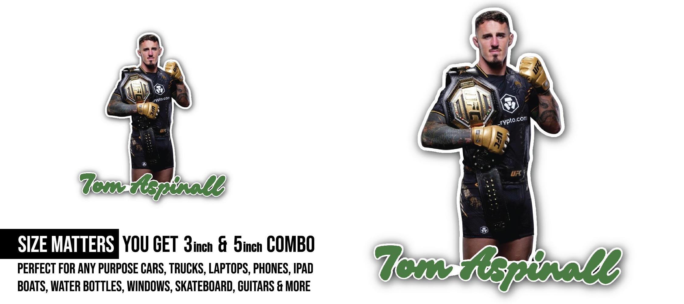 Tom Aspinall Sticker, Waterproof Vinyl Decal Sticker Indoor Or Outdoor 2 (Pieces) 3" and 5"