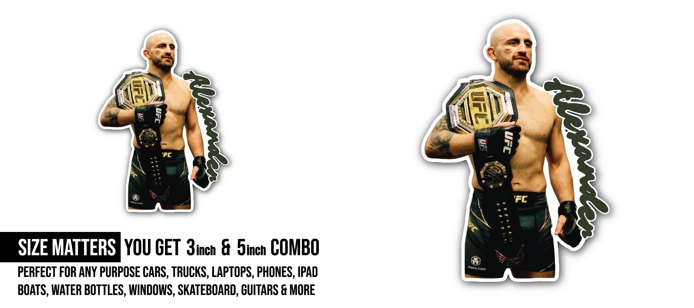 Alexander Volkanovski Sticker, Waterproof Vinyl Decal Sticker Indoor Or Outdoor 2 (Pieces) 3" and 5"
