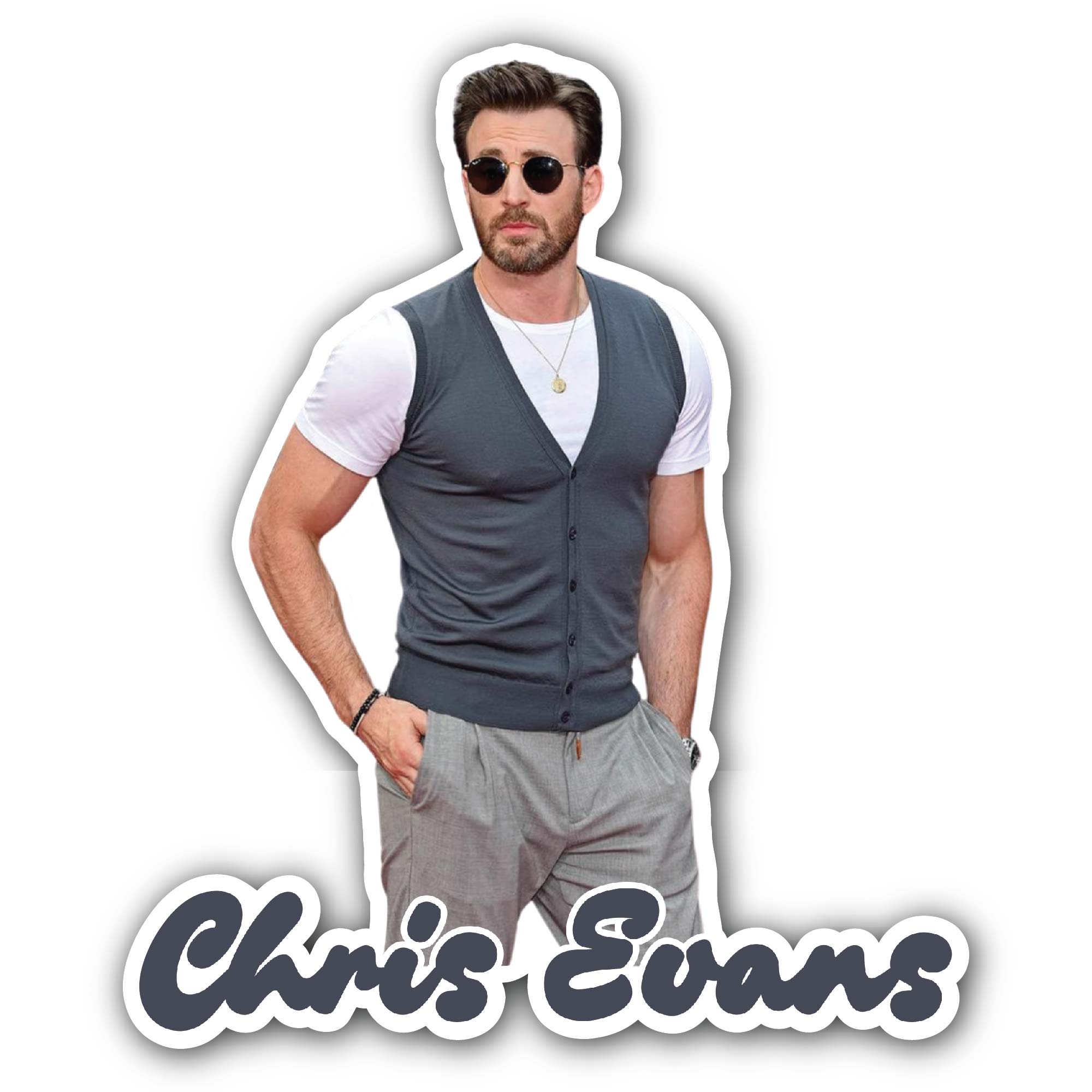 Chris Evans Sticker, Waterproof Vinyl Decal Sticker Indoor Or Outdoor 2 (Pieces) 3" and 5"