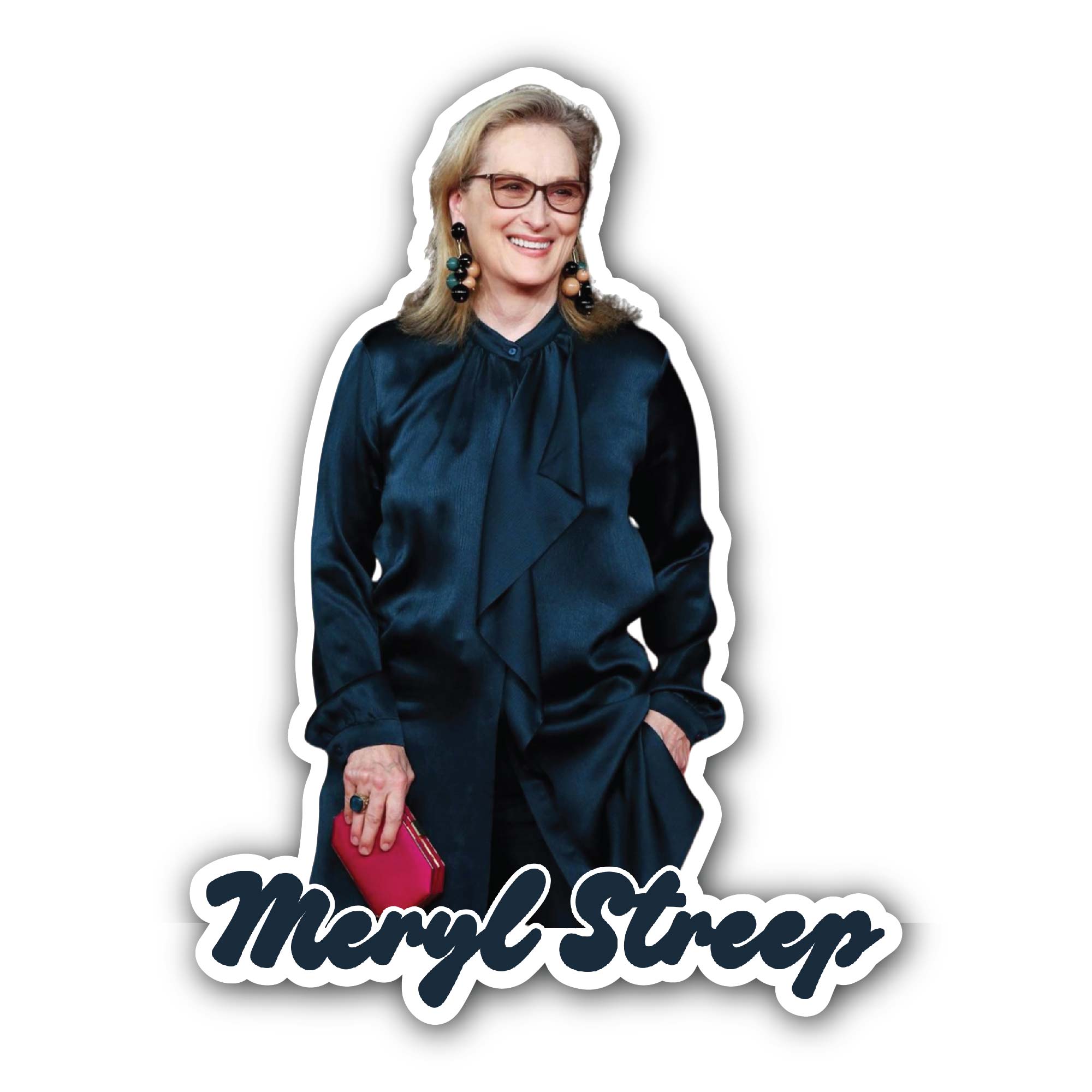 Meryl Streep Sticker, Waterproof Vinyl Decal Sticker Indoor Or Outdoor 2 (Pieces) 3" and 5"