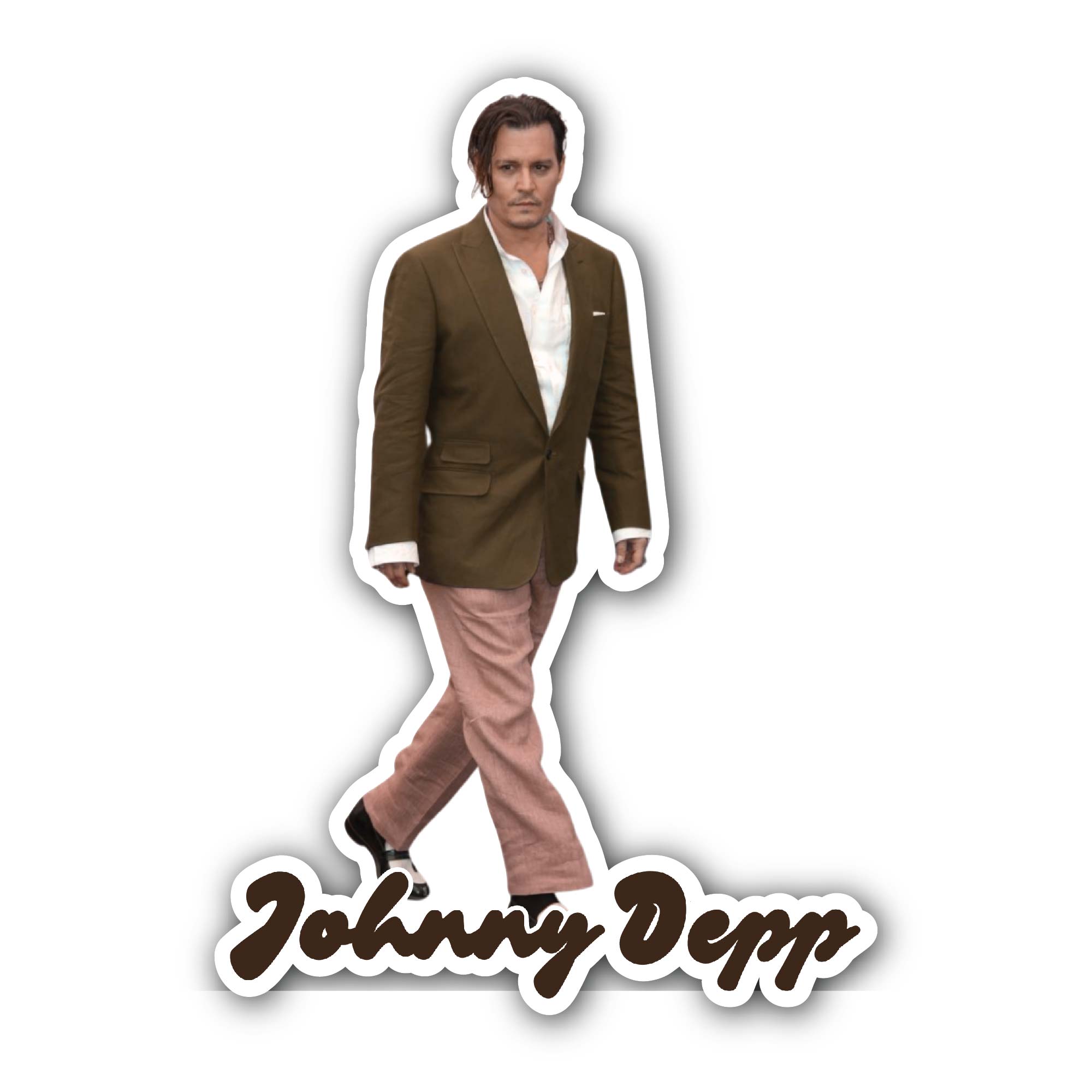 Johnny Depp Sticker, Waterproof Vinyl Decal Sticker Indoor Or Outdoor 2 (Pieces) 3" and 5"