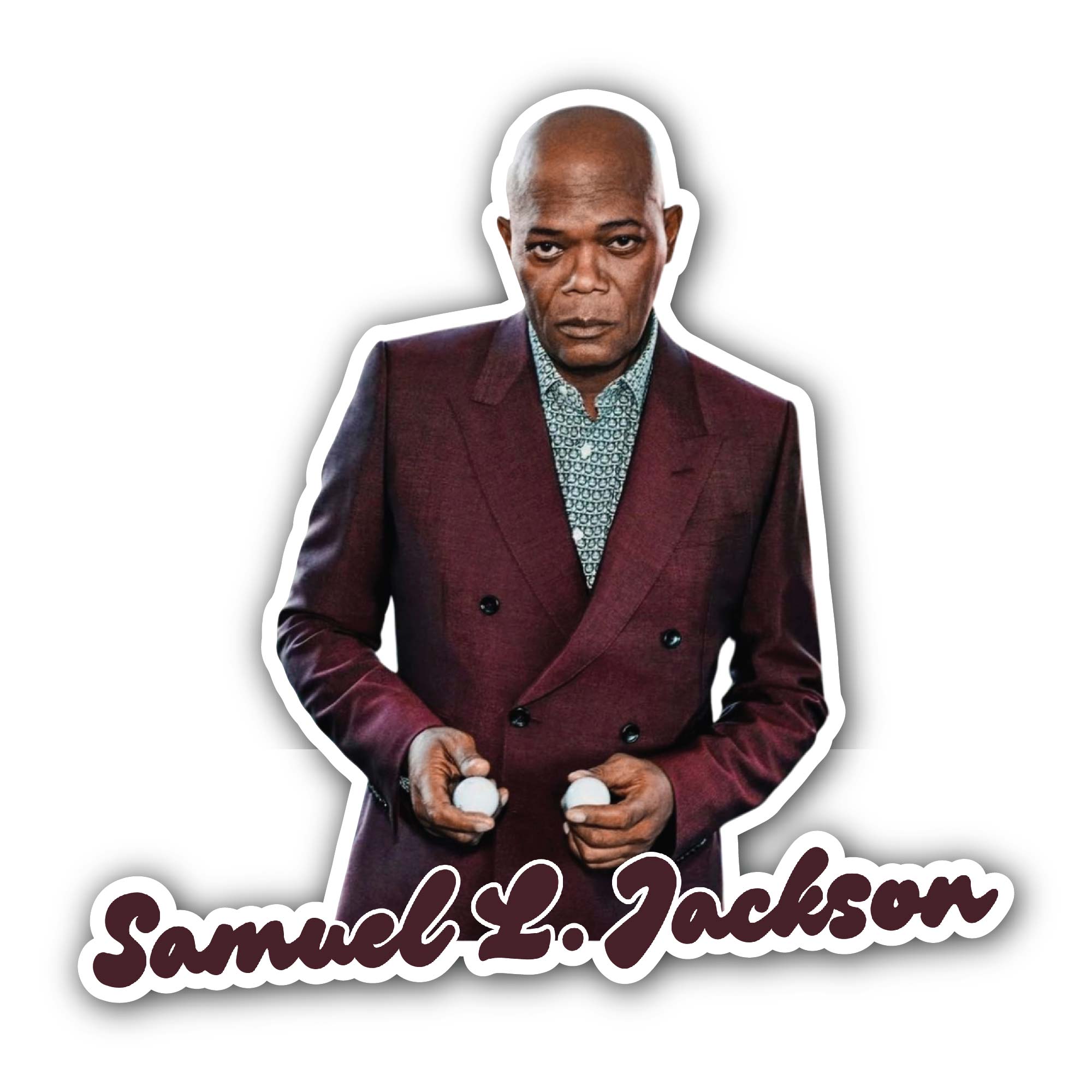 Samuel L. Jackson Sticker, Waterproof Vinyl Decal Sticker Indoor Or Outdoor 2 (Pieces) 3" and 5"