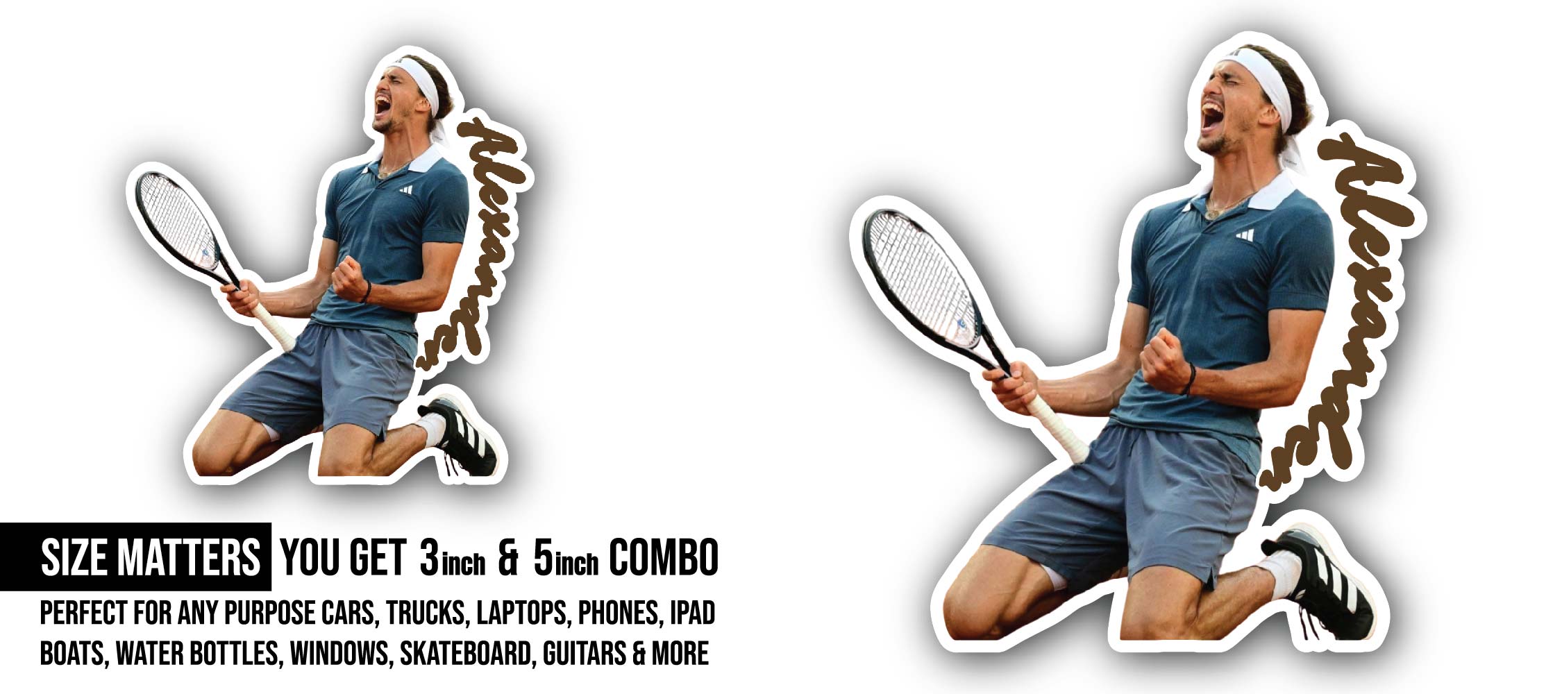 Alexander Sticker, Waterproof Vinyl Decal Sticker Indoor Or Outdoor 2 (Pieces) 3" and 5"