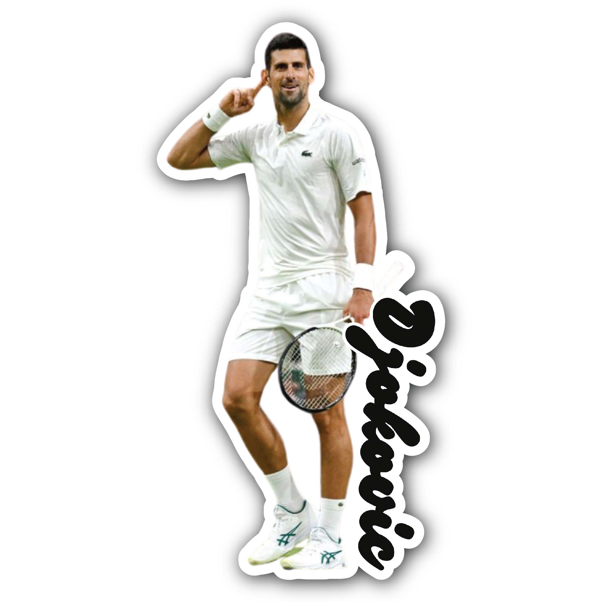 Novak Djokovic Sticker, Waterproof Vinyl Decal Sticker Indoor Or Outdoor 2 (Pieces) 3" and 5"