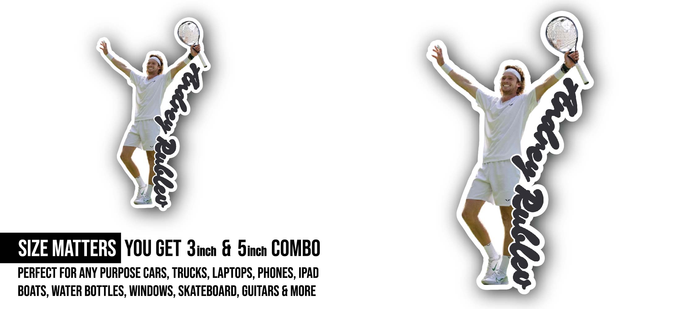 Andrey Rublev Sticker, Waterproof Vinyl Decal Sticker Indoor Or Outdoor 2 (Pieces) 3" and 5"