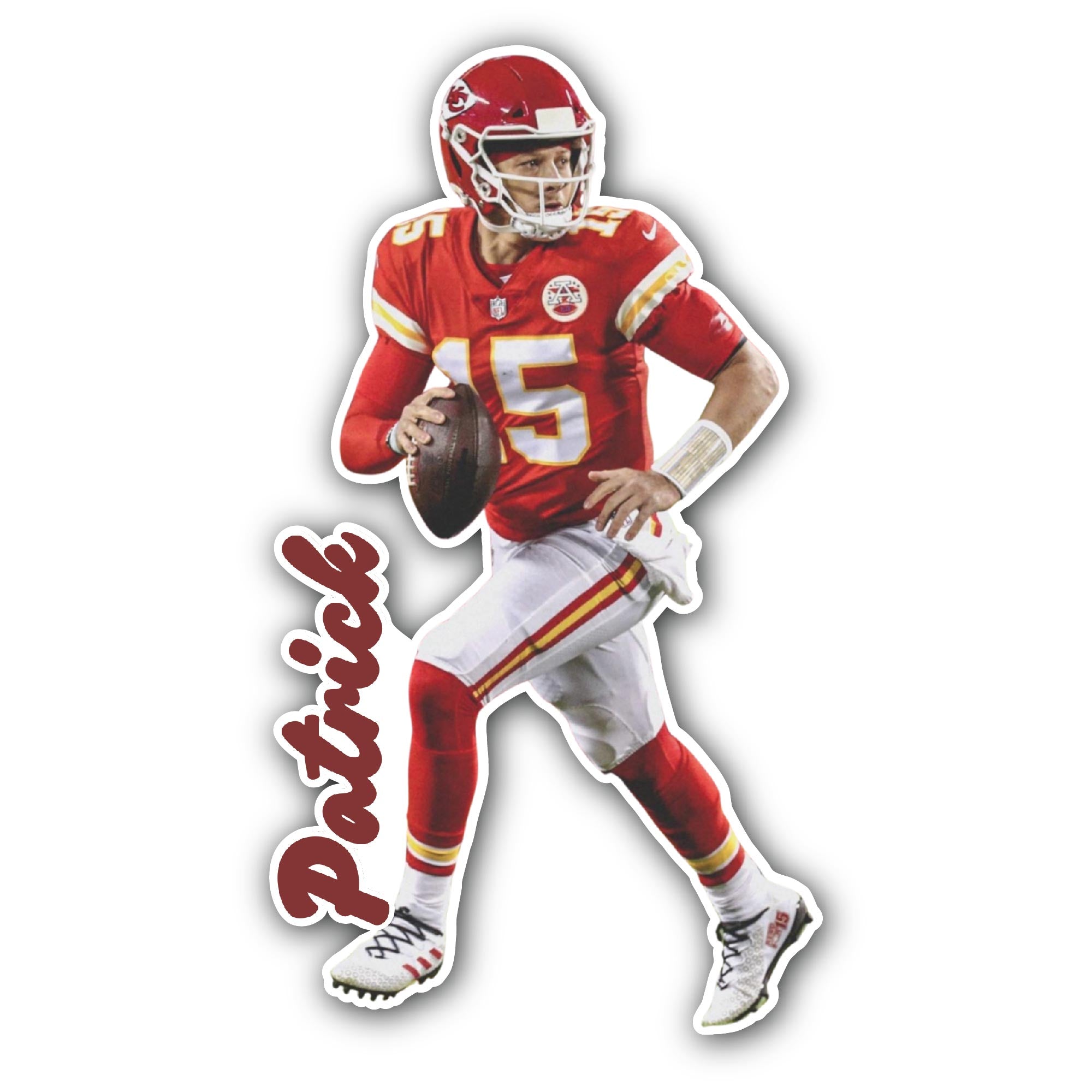 Patrick Mahomes Sticker, Waterproof Vinyl Decal Sticker Indoor Or Outdoor 2 (Pieces) 3" and 5"