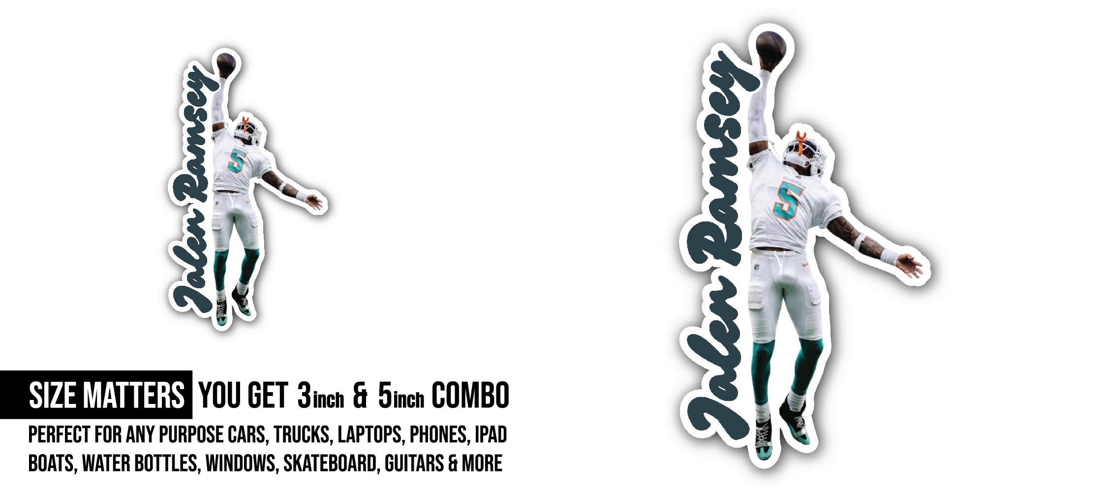 Jalen Ramsey Sticker, Waterproof Vinyl Decal Sticker Indoor Or Outdoor 2 (Pieces) 3" and 5"