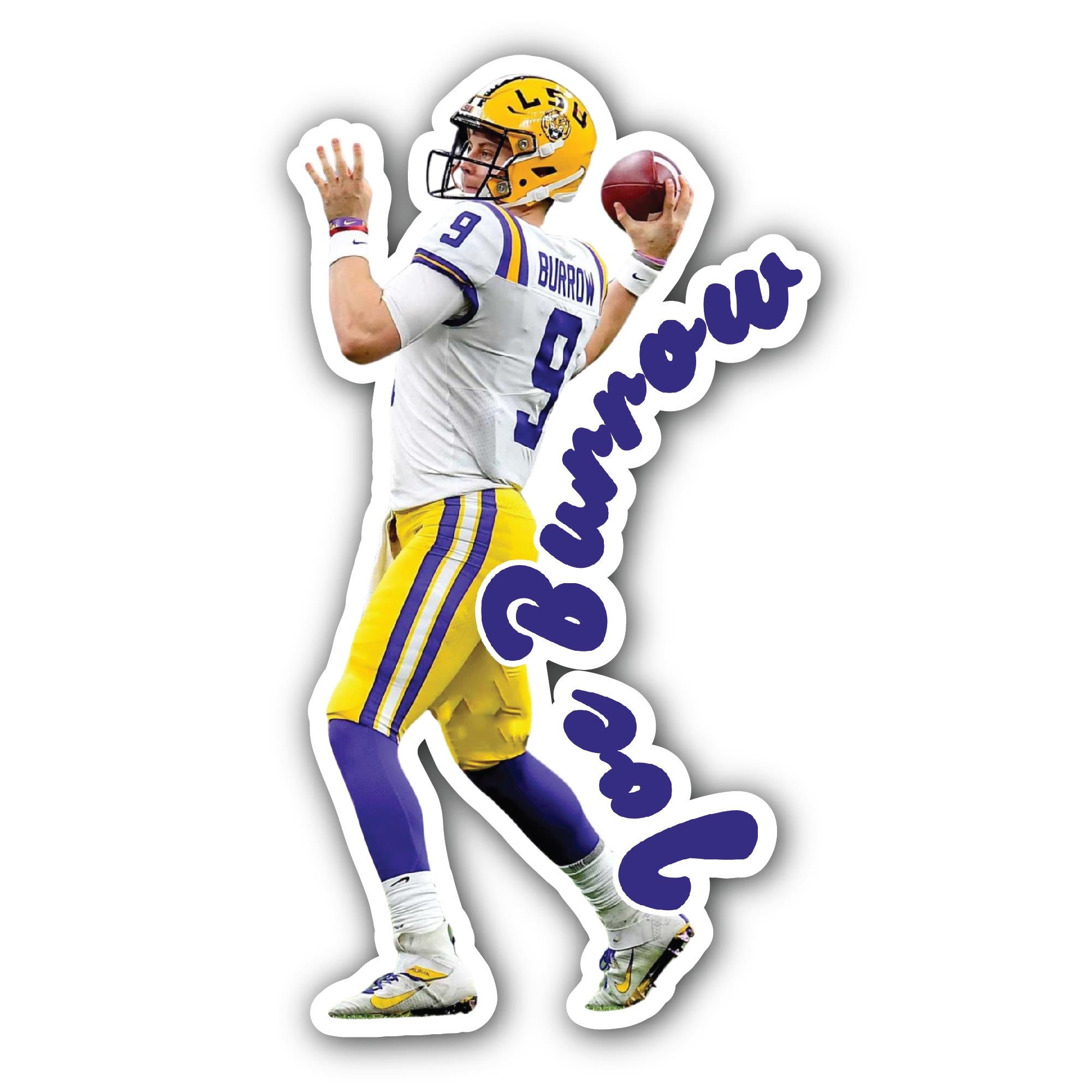 Joe Burrow Sticker, Waterproof Vinyl Decal Sticker Indoor Or Outdoor 2 (Pieces) 3" and 5"