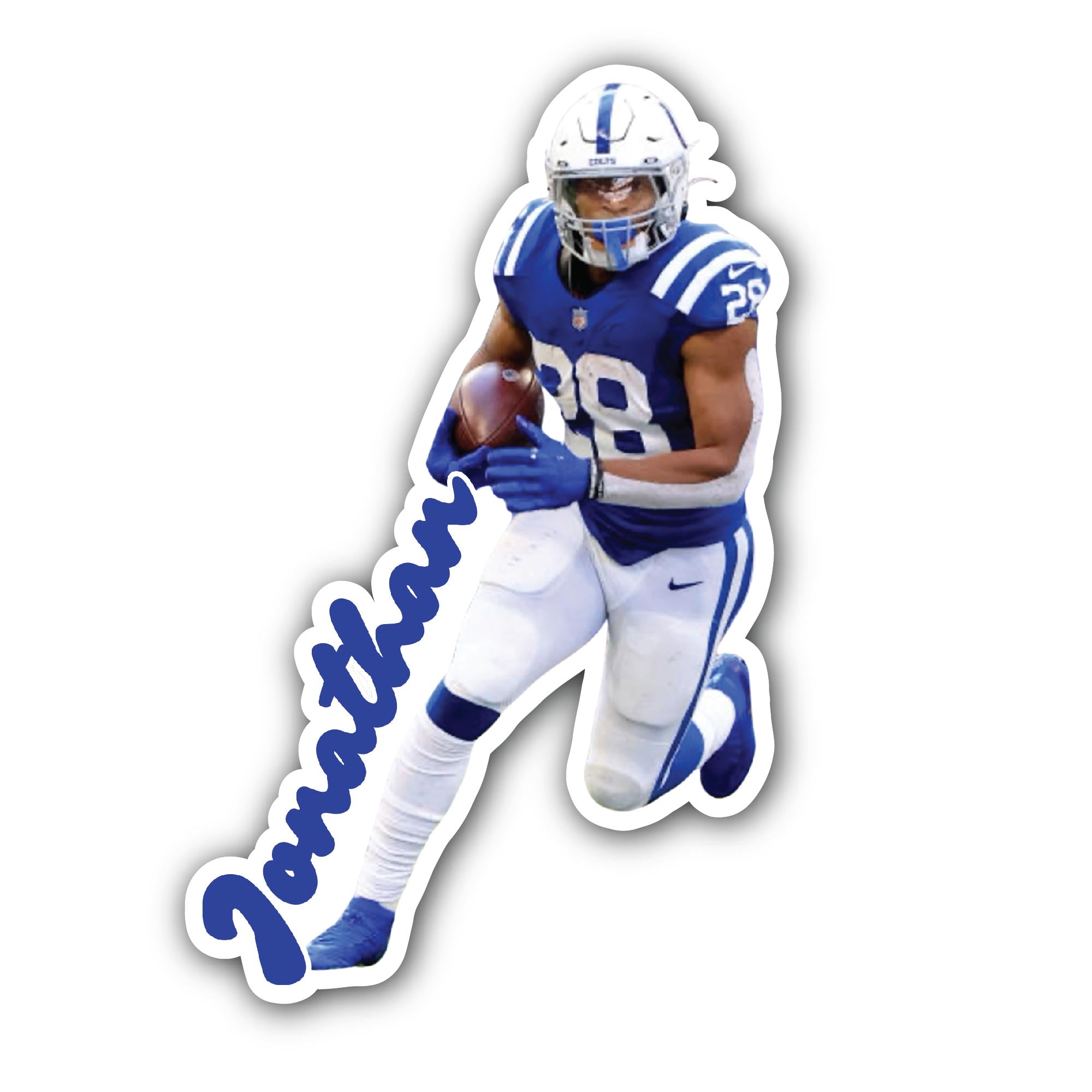 Jonathan Taylor Sticker, Waterproof Vinyl Decal Sticker Indoor Or Outdoor 2 (Pieces) 3" and 5"