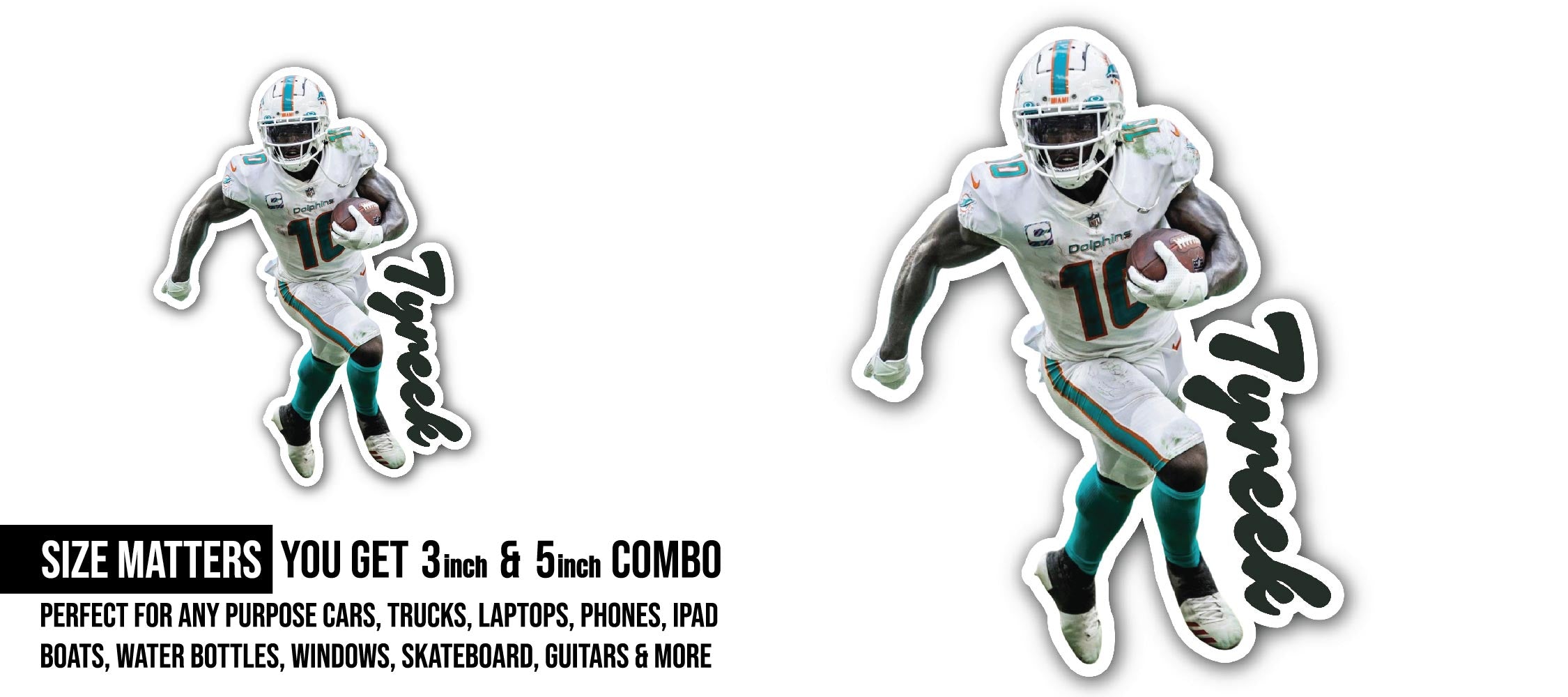 Tyreek Hill Sticker, Waterproof Vinyl Decal Sticker Indoor Or Outdoor 2 (Pieces) 3" and 5"