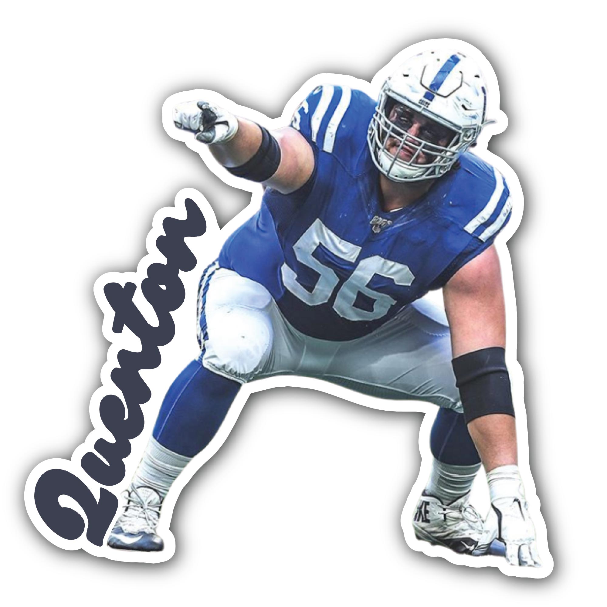 Quenton Nelson Sticker, Waterproof Vinyl Decal Sticker Indoor Or Outdoor 2 (Pieces) 3" and 5"