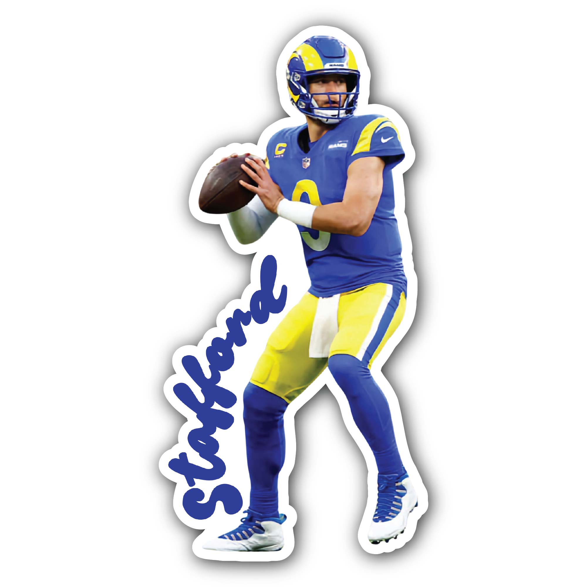 Matthew Stafford Sticker, Waterproof Vinyl Decal Sticker Indoor Or Outdoor 2 (Pieces) 3" and 5"