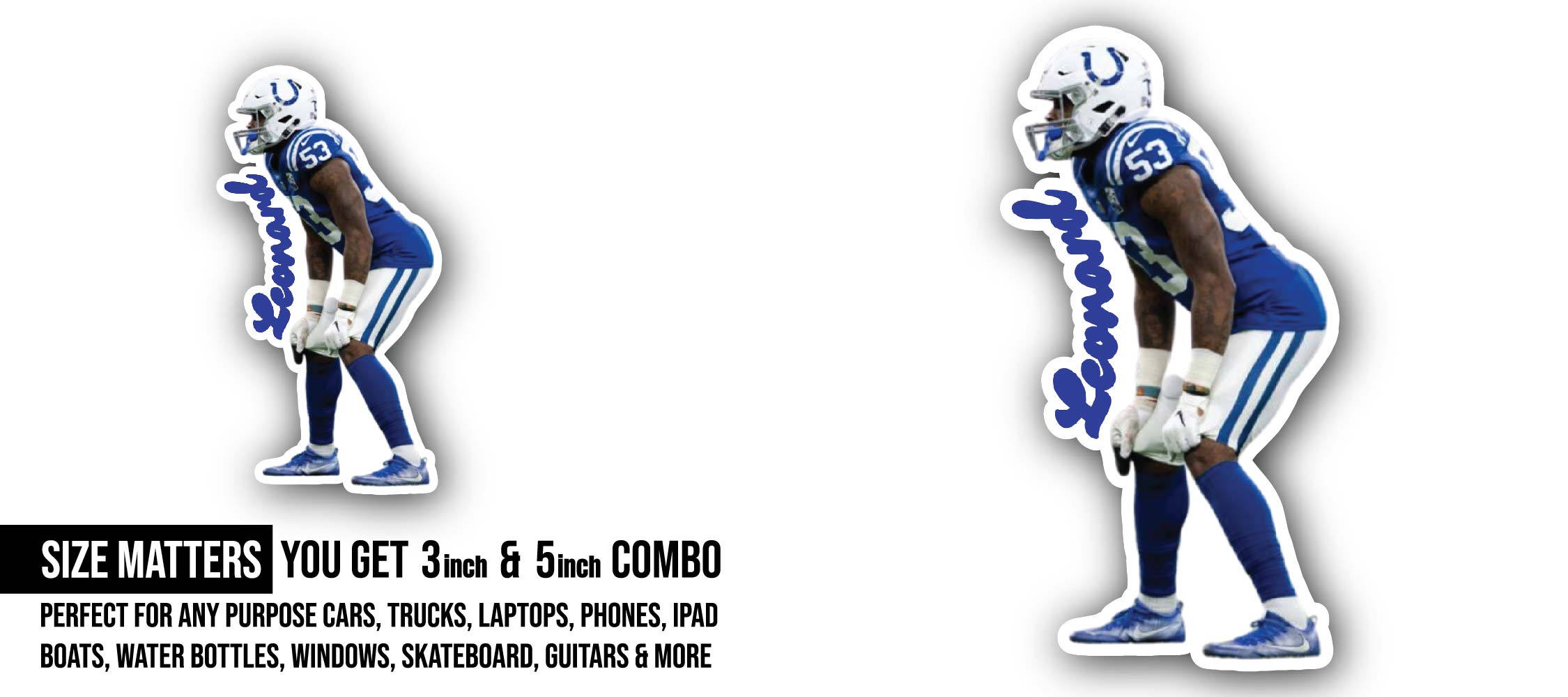 Leonard Sticker, Waterproof Vinyl Decal Sticker Indoor Or Outdoor 2 (Pieces) 3" and 5"