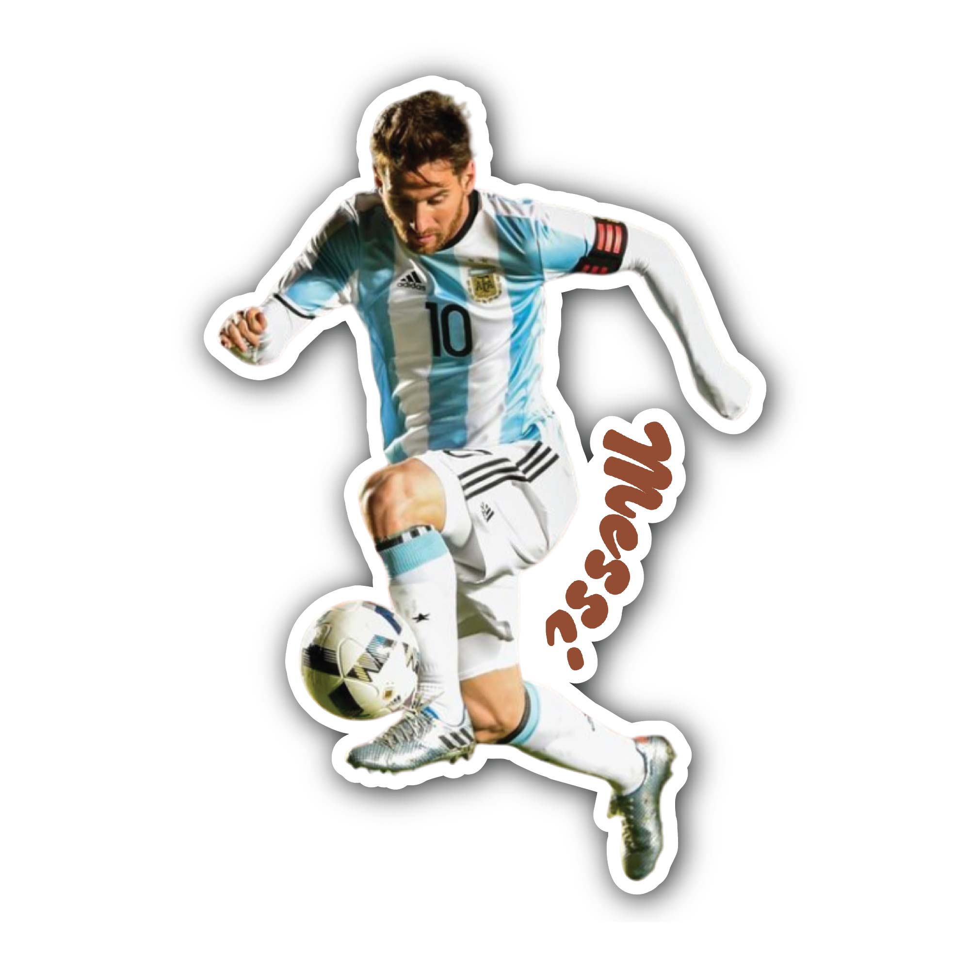Lionel Messi Sticker, Waterproof Vinyl Decal Sticker Indoor Or Outdoor 2 (Pieces) 3" and 5"