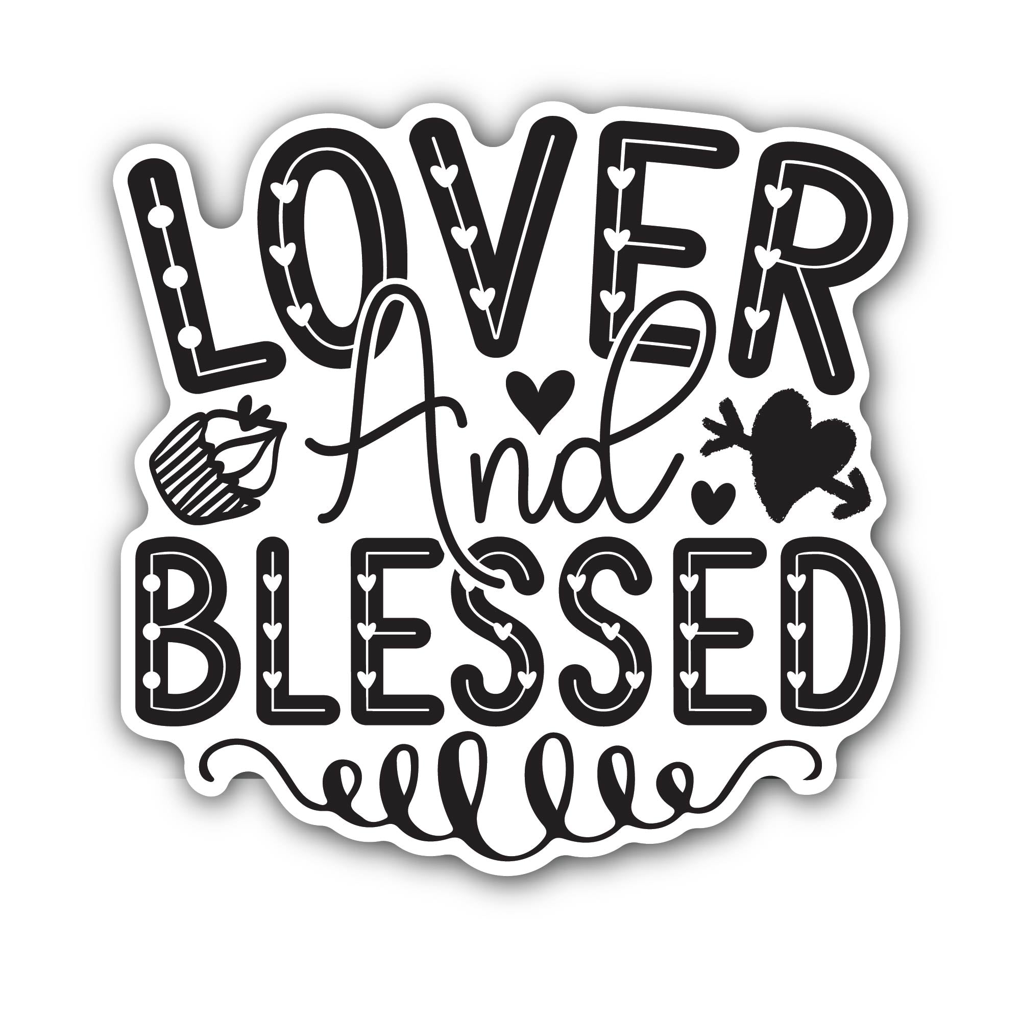Lover and Blessed Sticker, Waterproof Vinyl Decal Sticker Indoor Or Outdoor 2 (Pieces) 3" and 5"