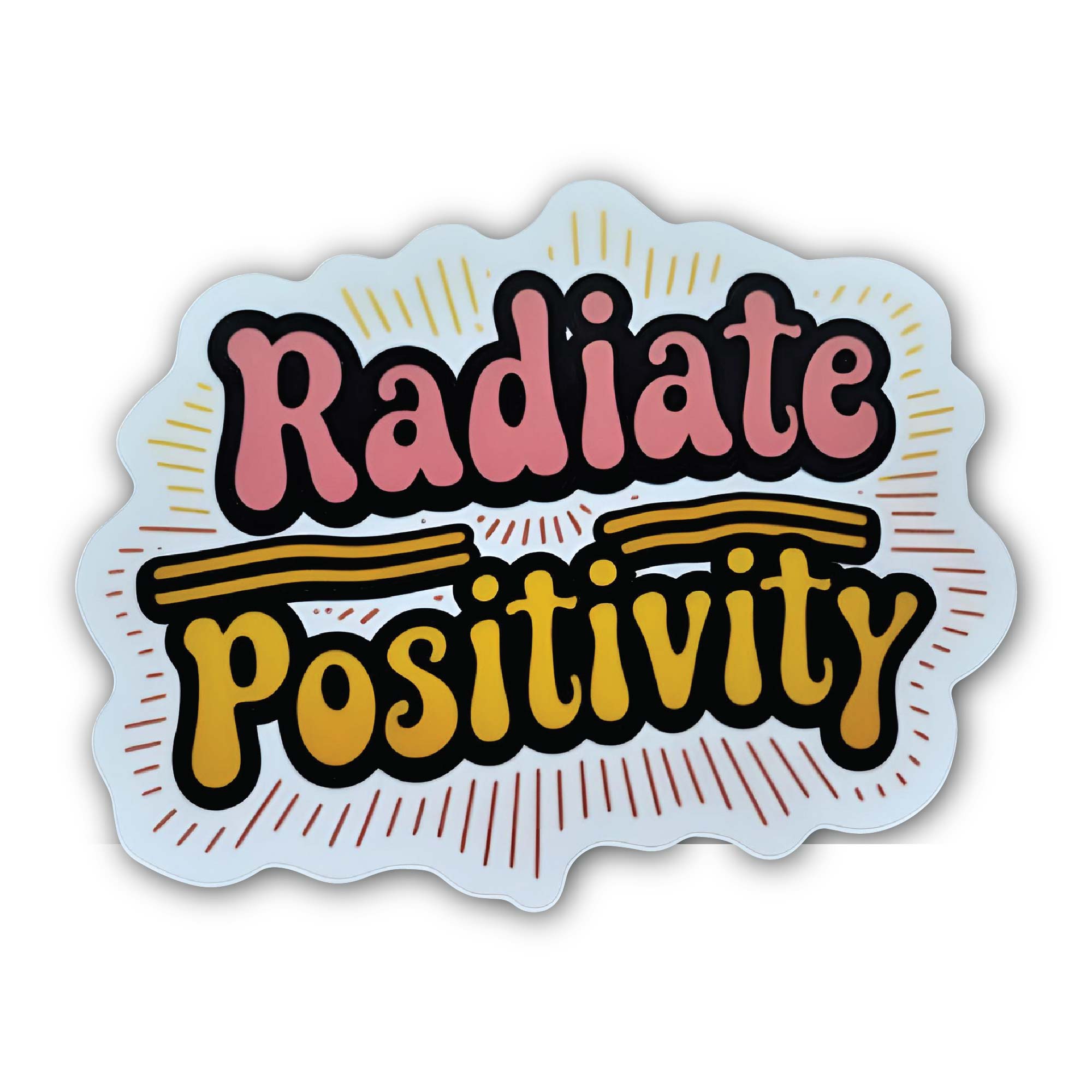 Radiate Positivity Sticker, Waterproof Vinyl Decal Sticker Indoor Or Outdoor 2 (Pieces) 3" and 5"
