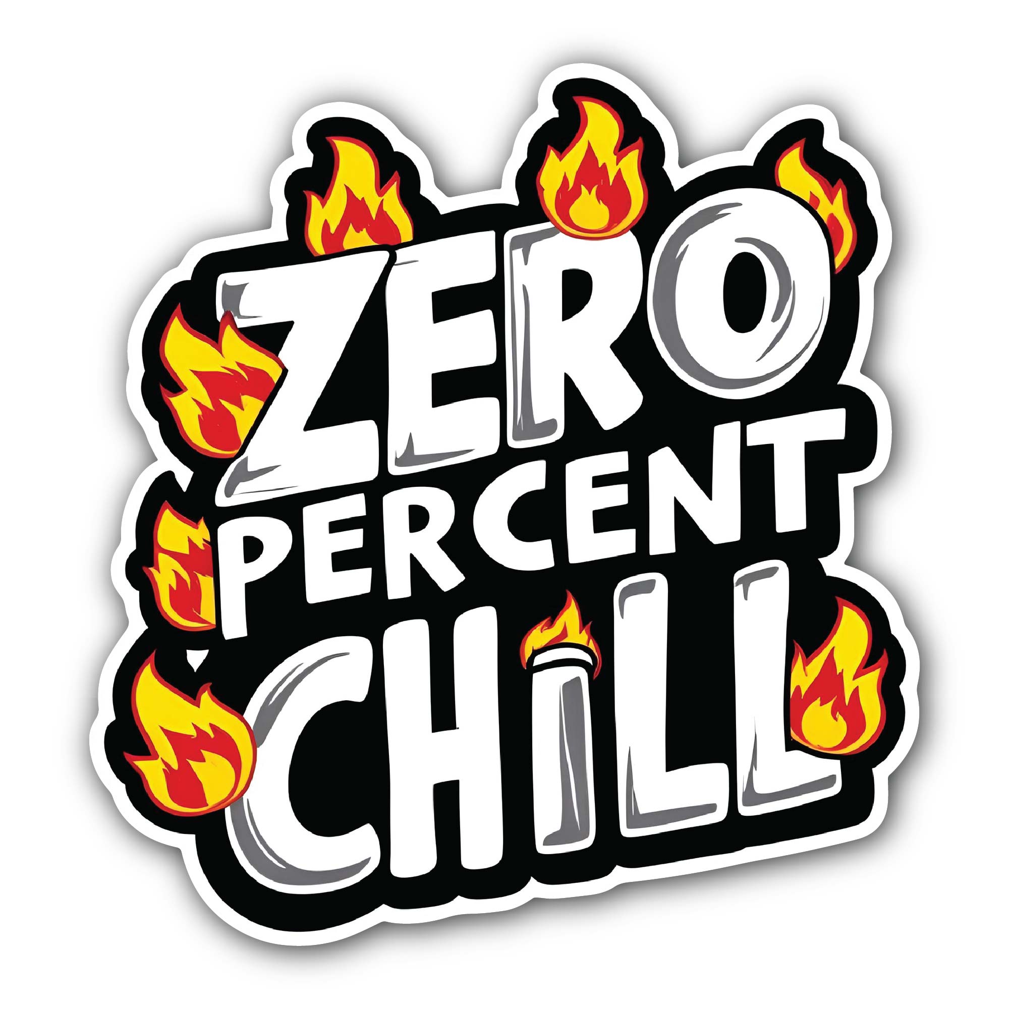 Zero Percent Chill Sticker, Waterproof Vinyl Decal Sticker Indoor Or Outdoor 2 (Pieces) 3" and 5"