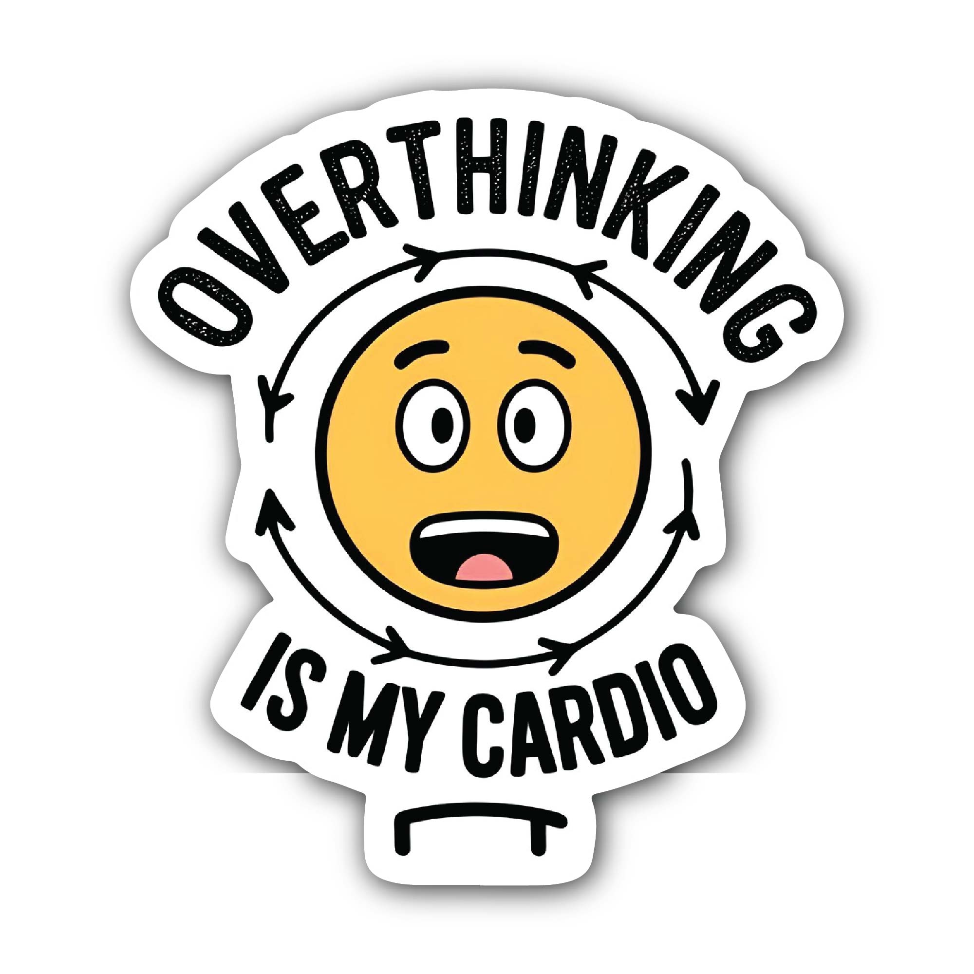 Overthinking Is My Cardio Sticker, Waterproof Vinyl Decal Sticker Indoor Or Outdoor 2 (Pieces) 3" and 5"