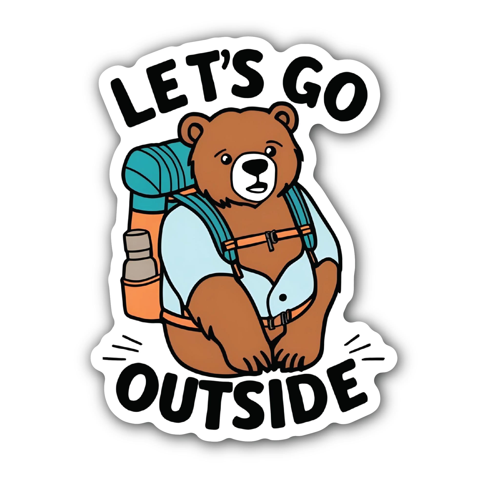 Adventure Bear Sticker, Waterproof Vinyl Decal Sticker Indoor Or Outdoor 2 (Pieces) 3" and 5"