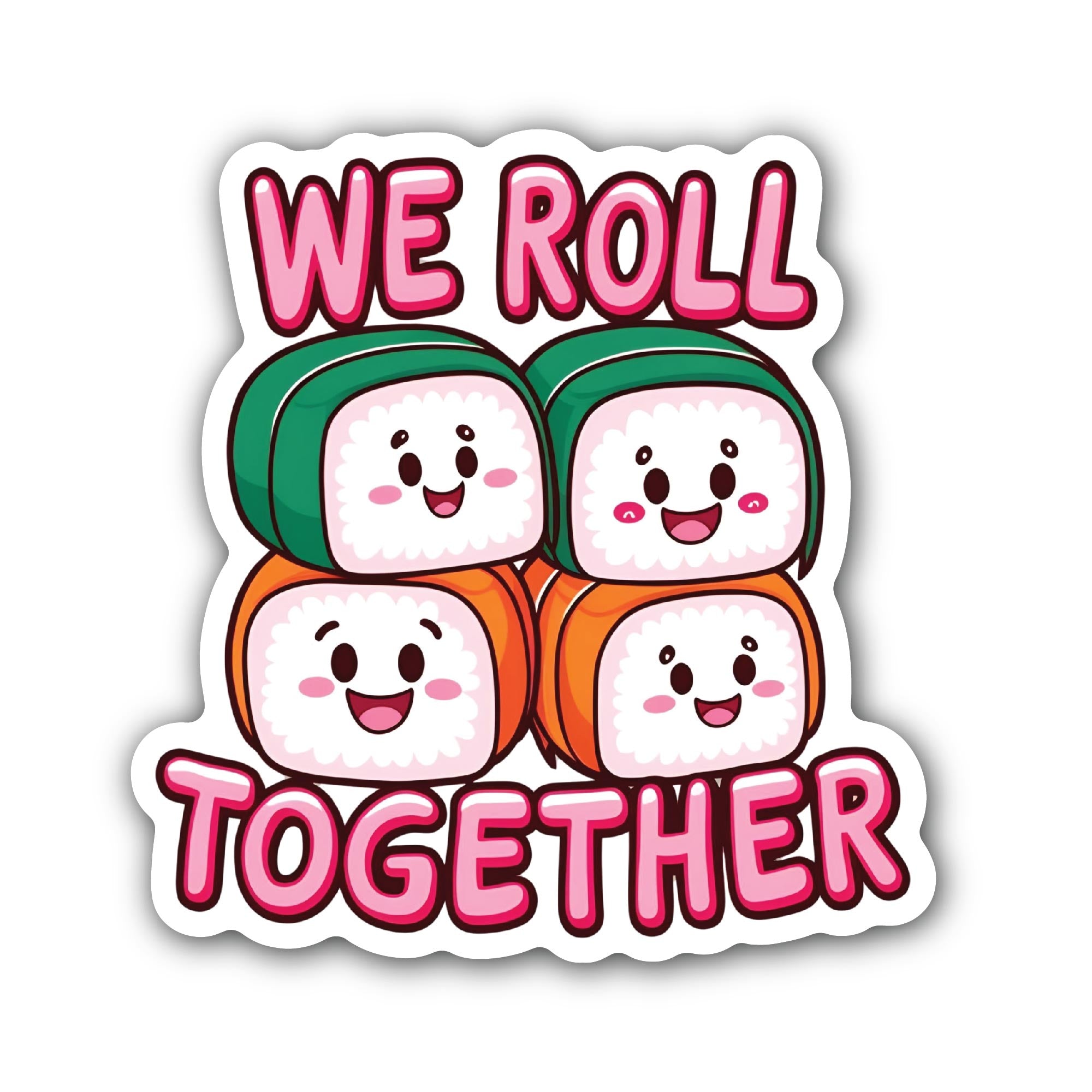 Roll Models Sushi Sticker, Waterproof Vinyl Decal Sticker Indoor Or Outdoor 2 (Pieces) 3" and 5"