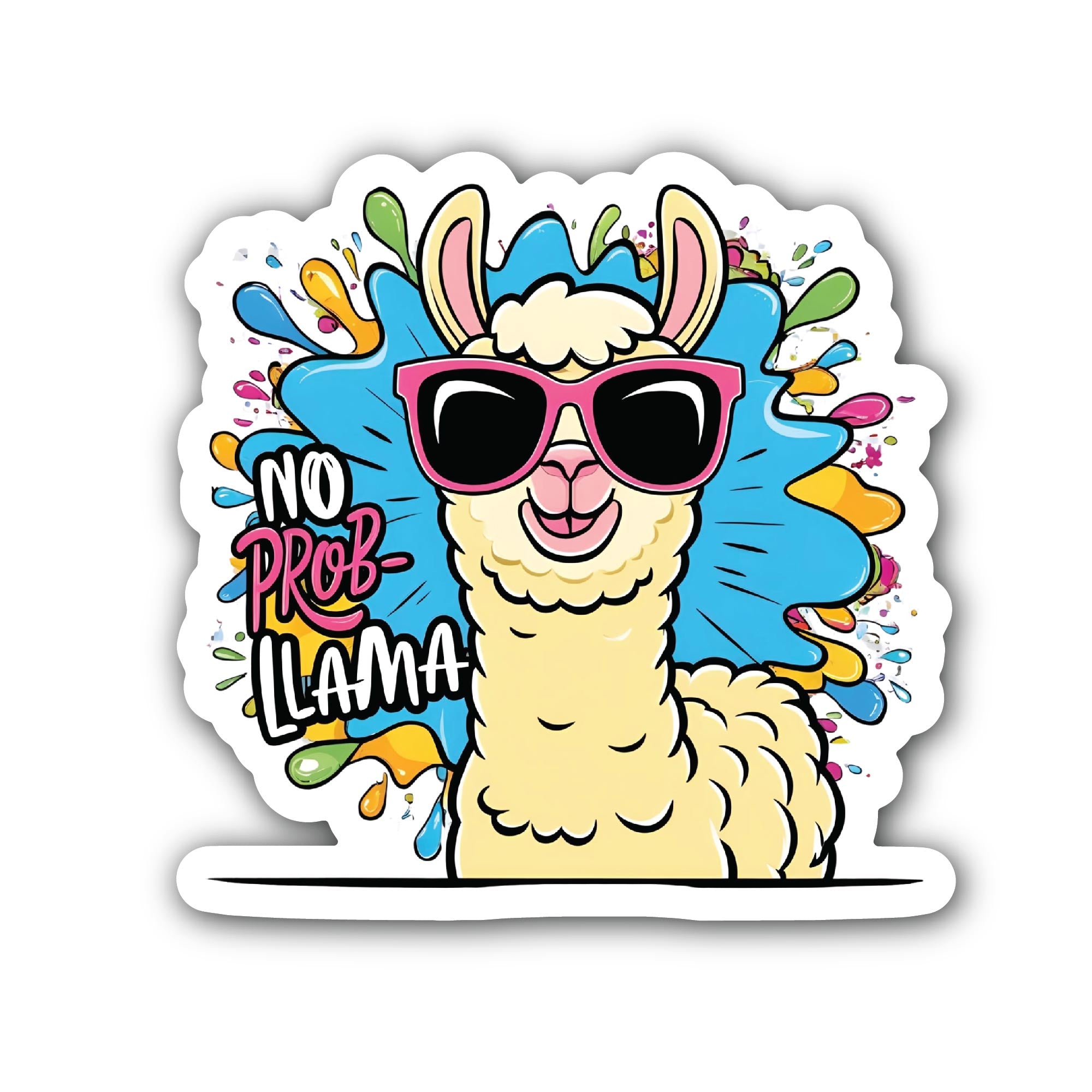 No Problem Llama Sticker, Waterproof Vinyl Decal Sticker Indoor Or Outdoor 2 (Pieces) 3" and 5"