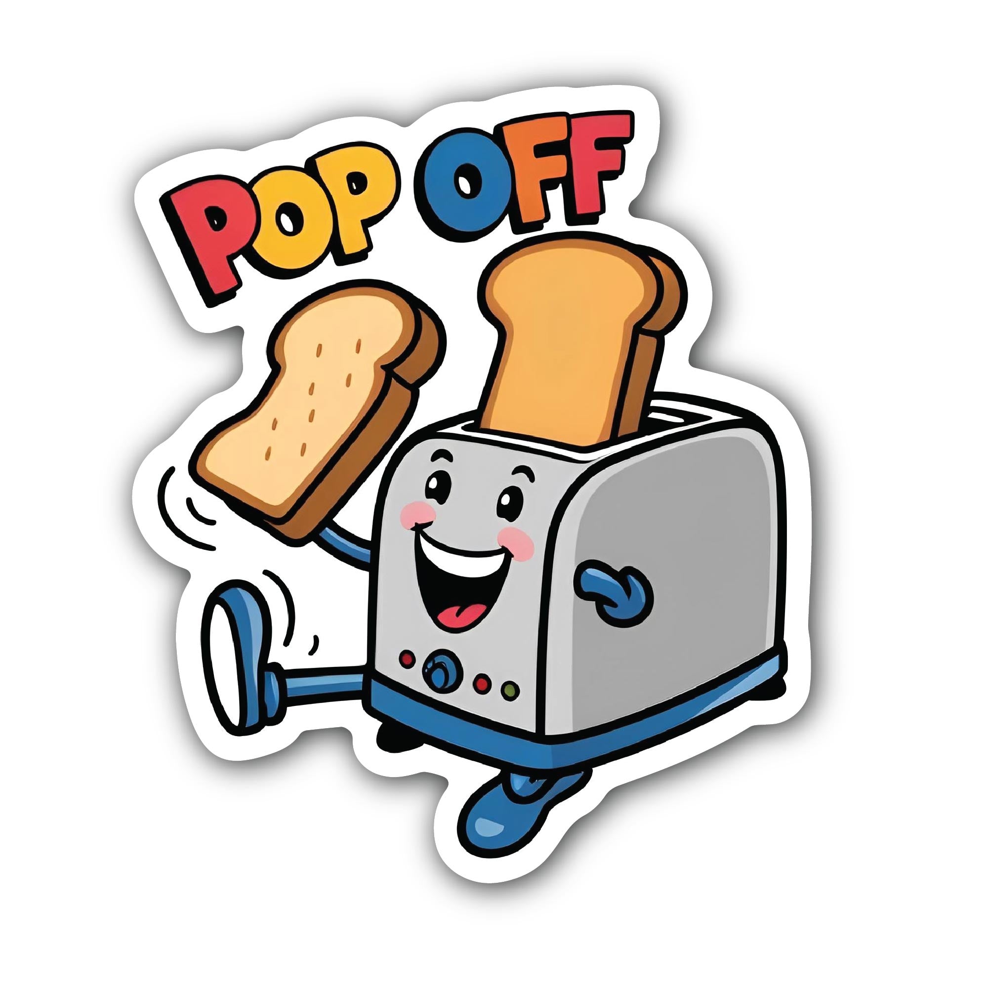 Pop Off Toaster Sticker, Waterproof Vinyl Decal Sticker Indoor Or Outdoor 2 (Pieces) 3" and 5"