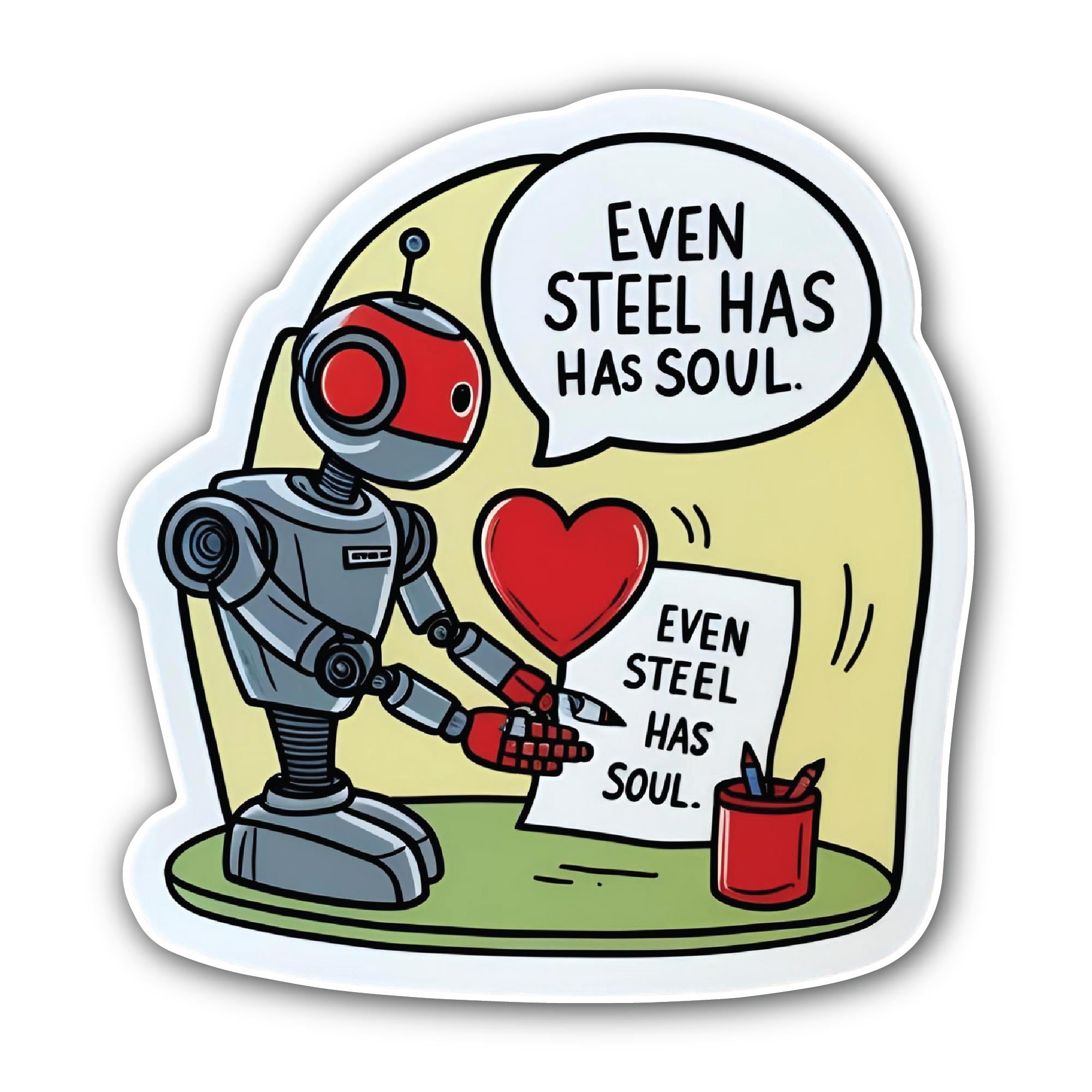 Steel Soul Robot Sticker, Waterproof Vinyl Decal Sticker Indoor Or Outdoor 2 (Pieces) 3" and 5"