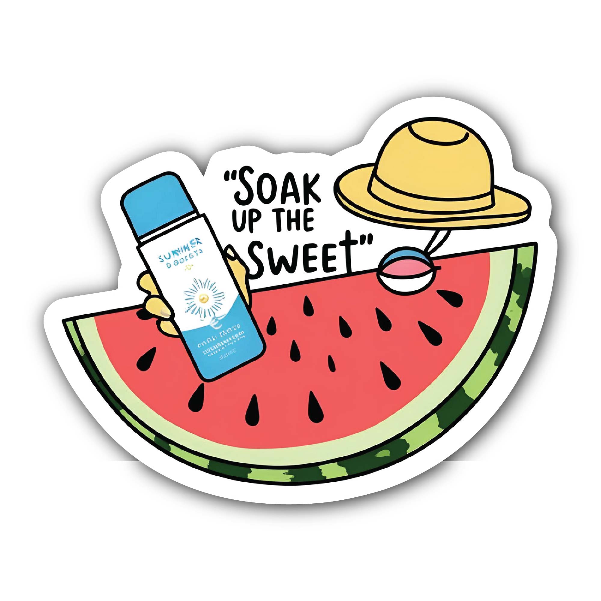 Soak Up the Sweet Summer Sticker, Waterproof Vinyl Decal Sticker Indoor Or Outdoor 2 (Pieces) 3" and 5"