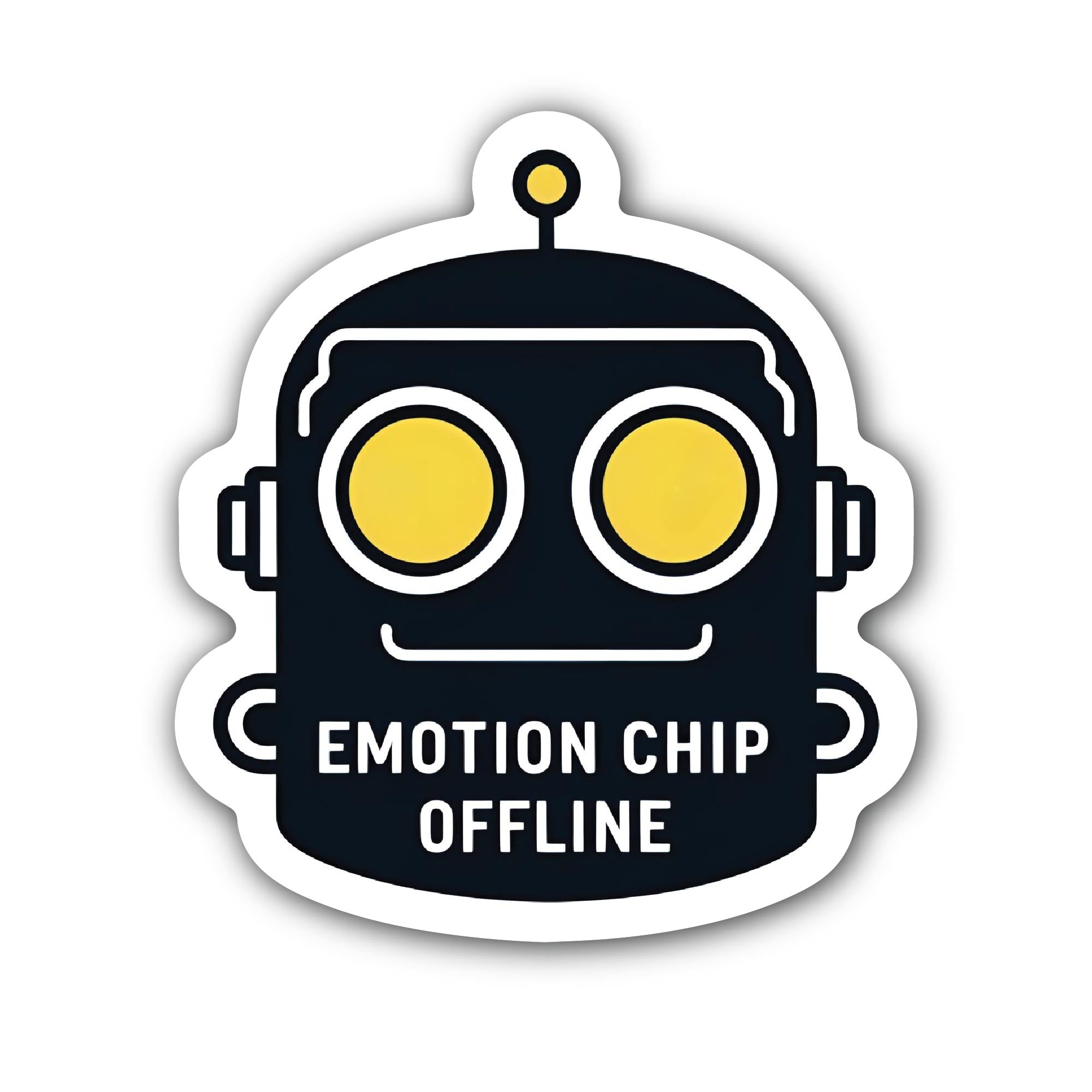 Emotion Chip Offline Robot Sticker, Waterproof Vinyl Decal Sticker Indoor Or Outdoor 2 (Pieces) 3" and 5"