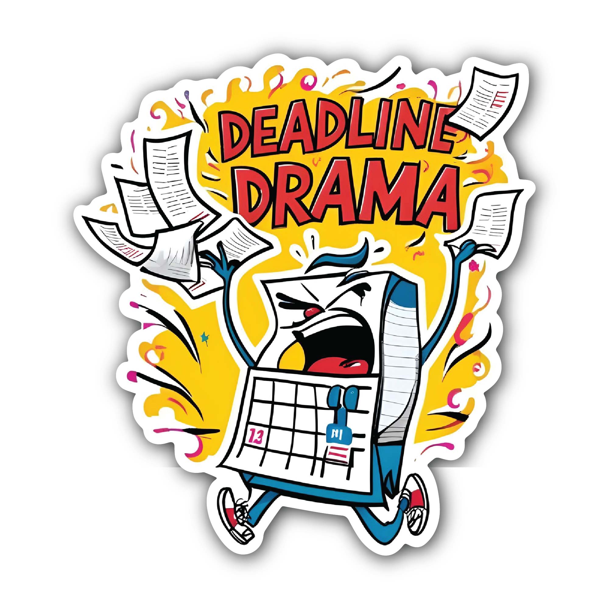 Deadline Drama Sticker, Waterproof Vinyl Decal Sticker Indoor Or Outdoor 2 (Pieces) 3" and 5"