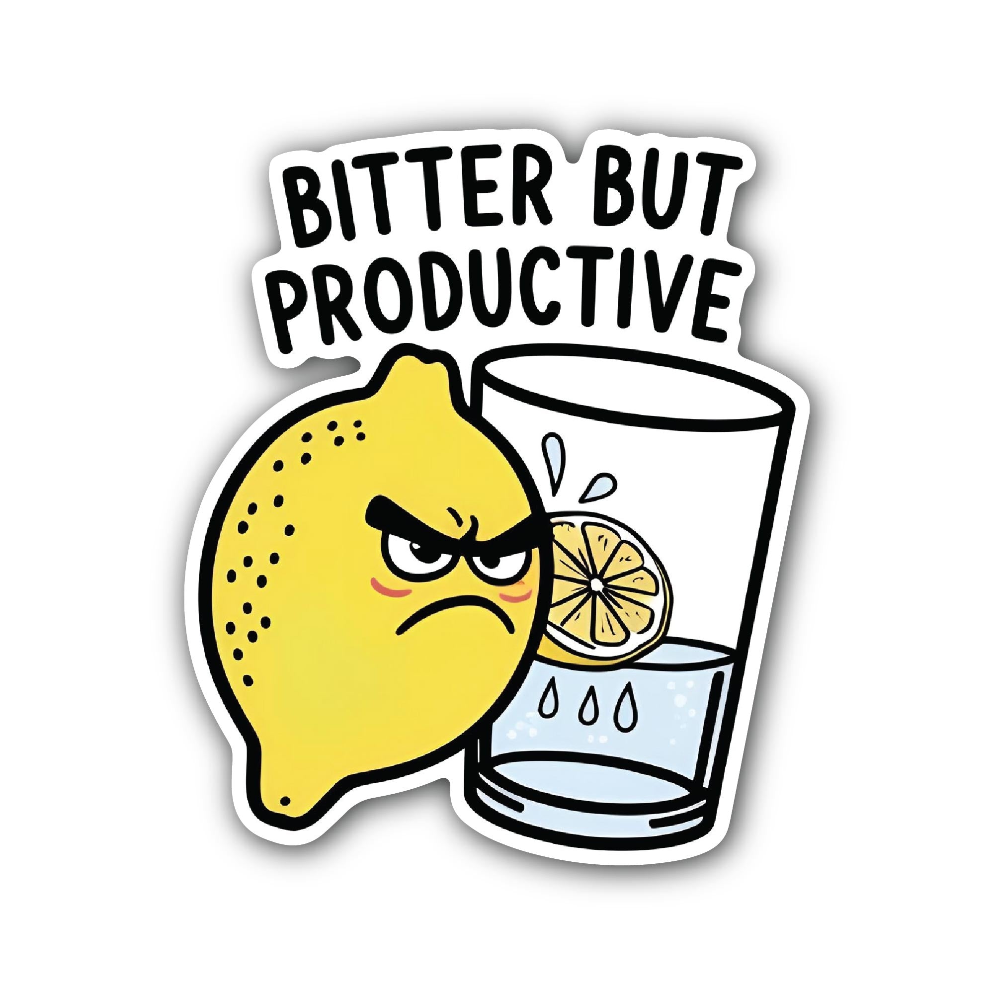 Bitter but Productive Lemon Sticker, Waterproof Vinyl Decal Sticker Indoor Or Outdoor 2 (Pieces) 3" and 5"