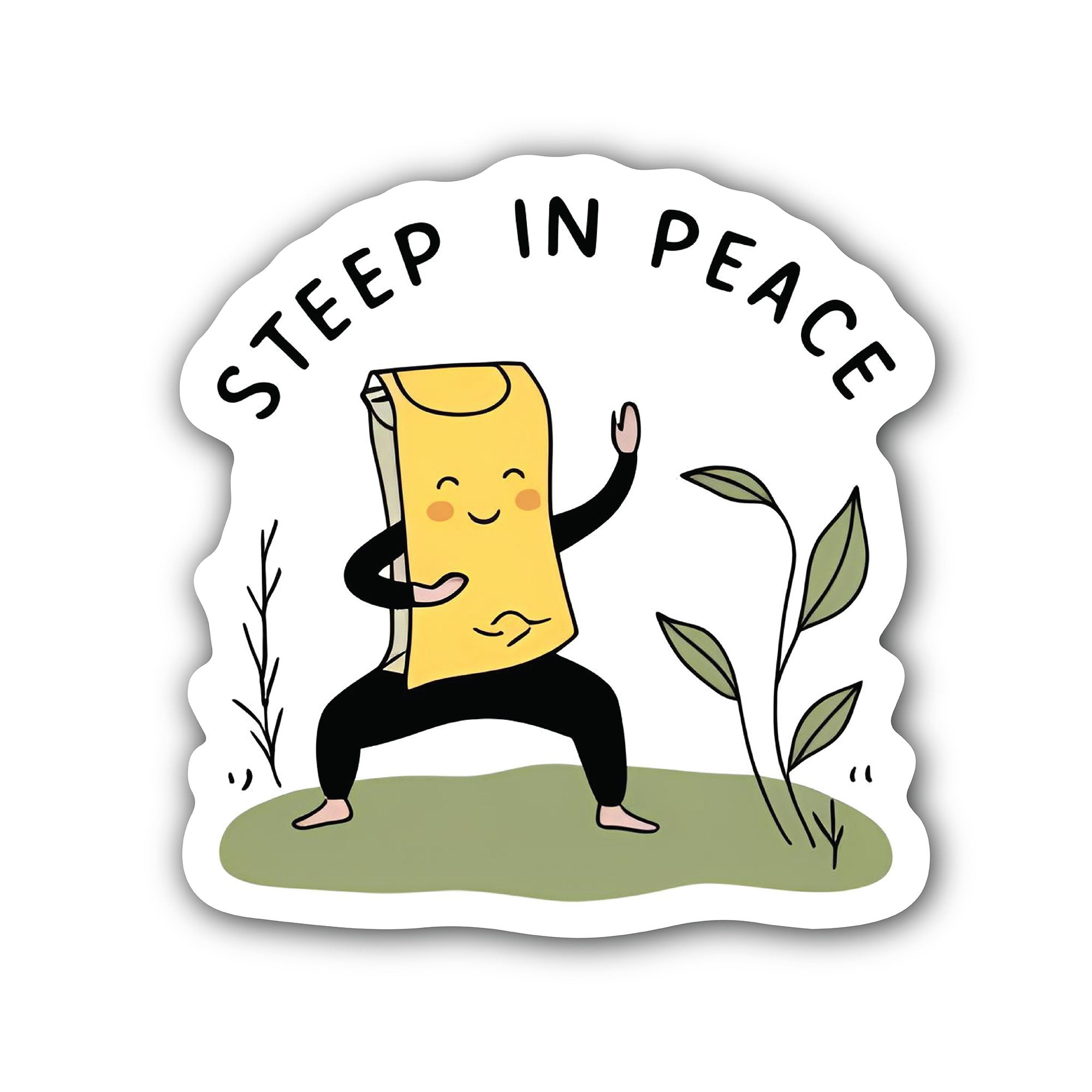Steep in Peace Tea Bag Sticker, Waterproof Vinyl Decal Sticker Indoor Or Outdoor 2 (Pieces) 3" and 5"