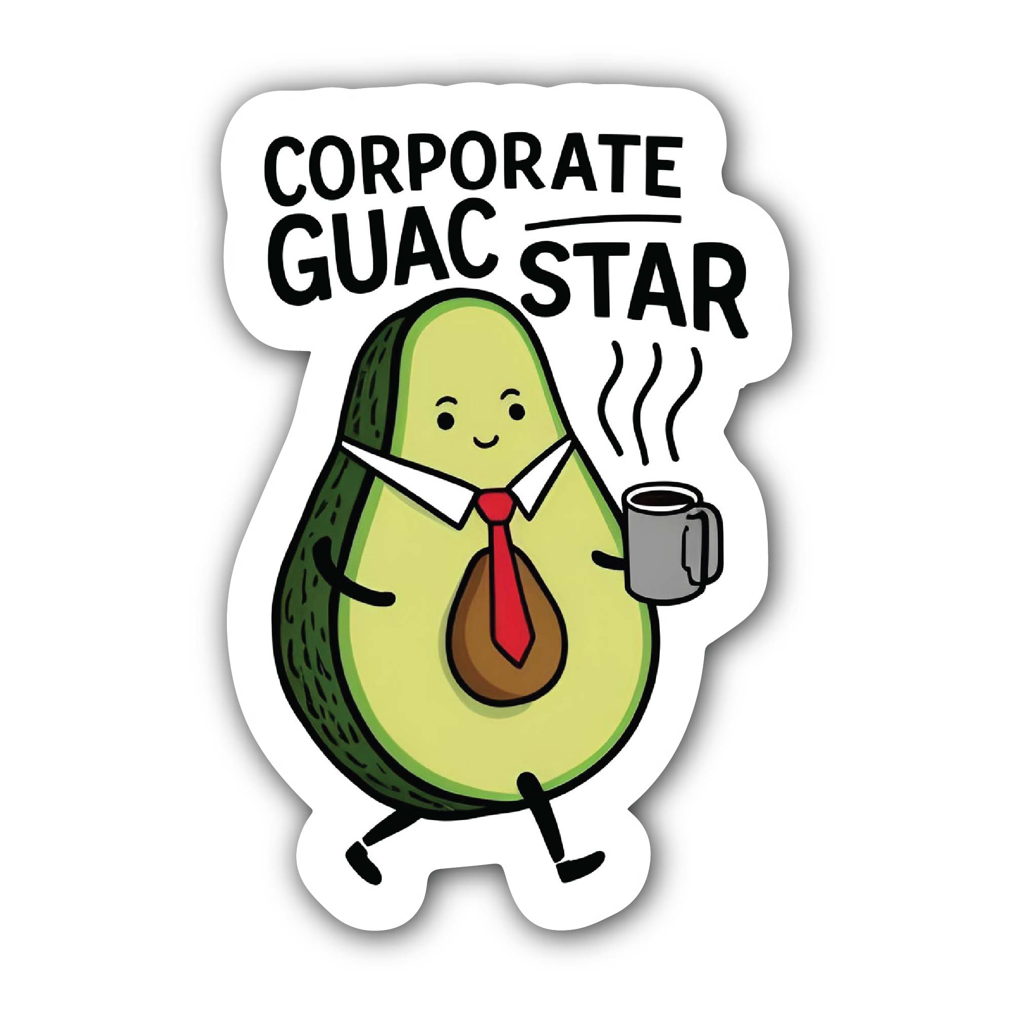 Corporate Guac Star, Avocado Sticker, Waterproof Vinyl Decal Sticker Indoor Or Outdoor 2 (Pieces) 3" and 5"