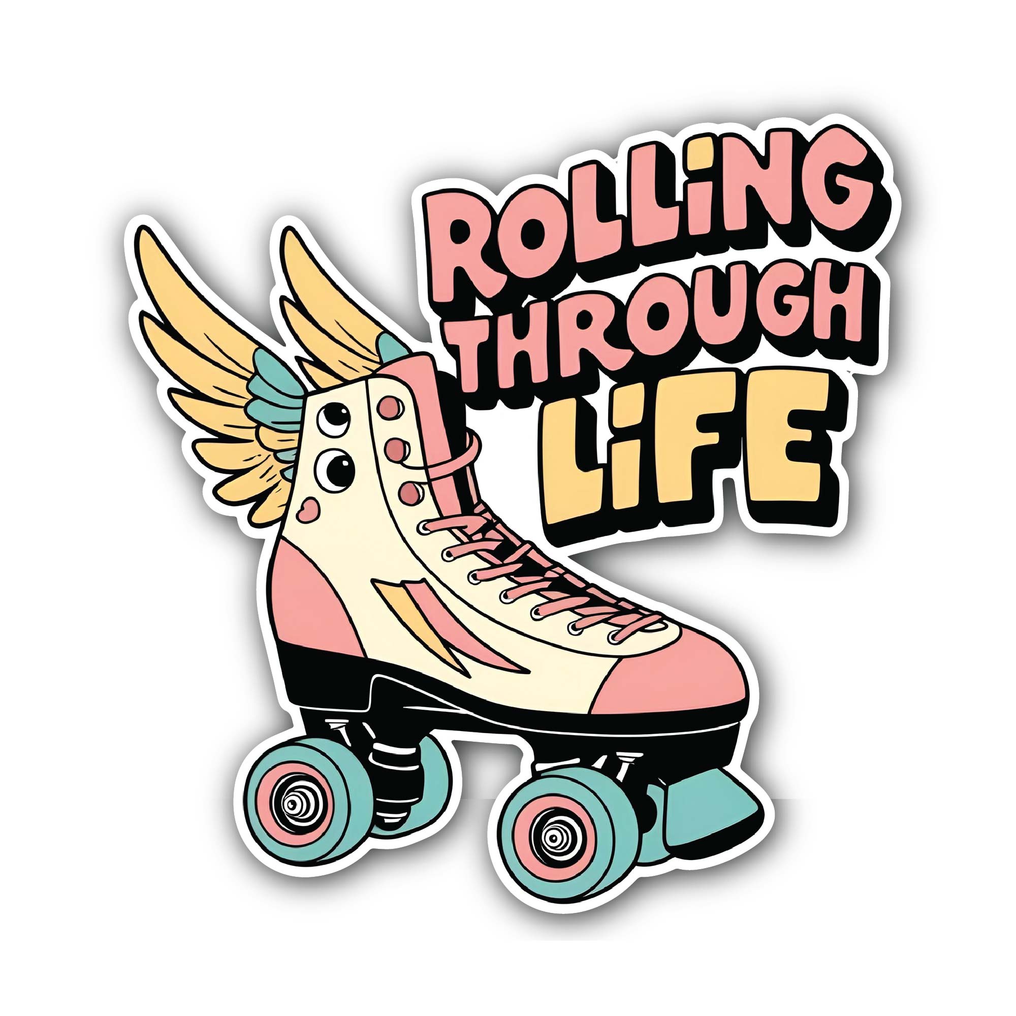 Rolling Through Life Sticker, Waterproof Vinyl Decal Sticker Indoor Or Outdoor 2 (Pieces) 3" and 5"