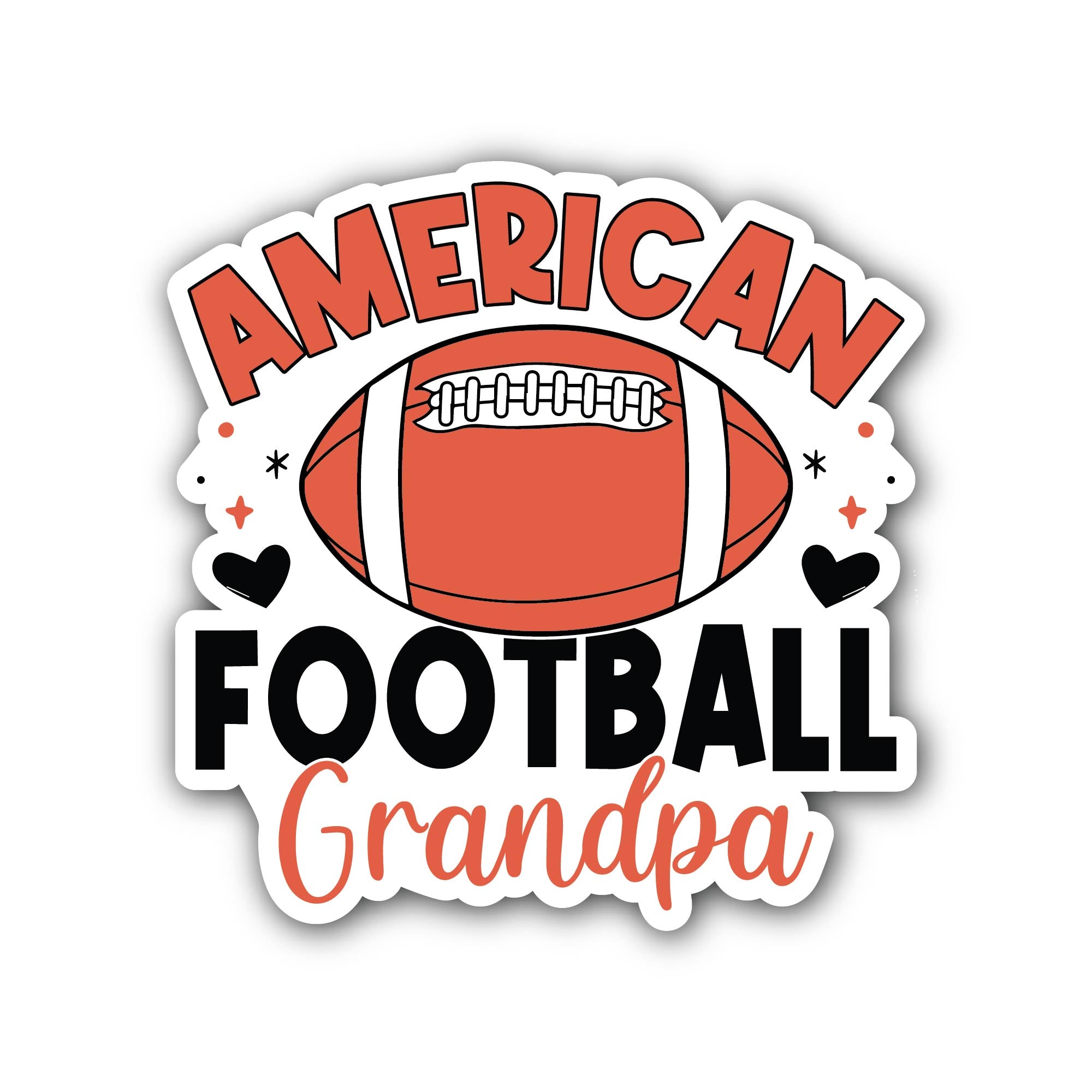 American Football Grandpa Sticker, Waterproof Vinyl Decal Sticker Indoor Or Outdoor 2 (Pieces) 3" and 5"