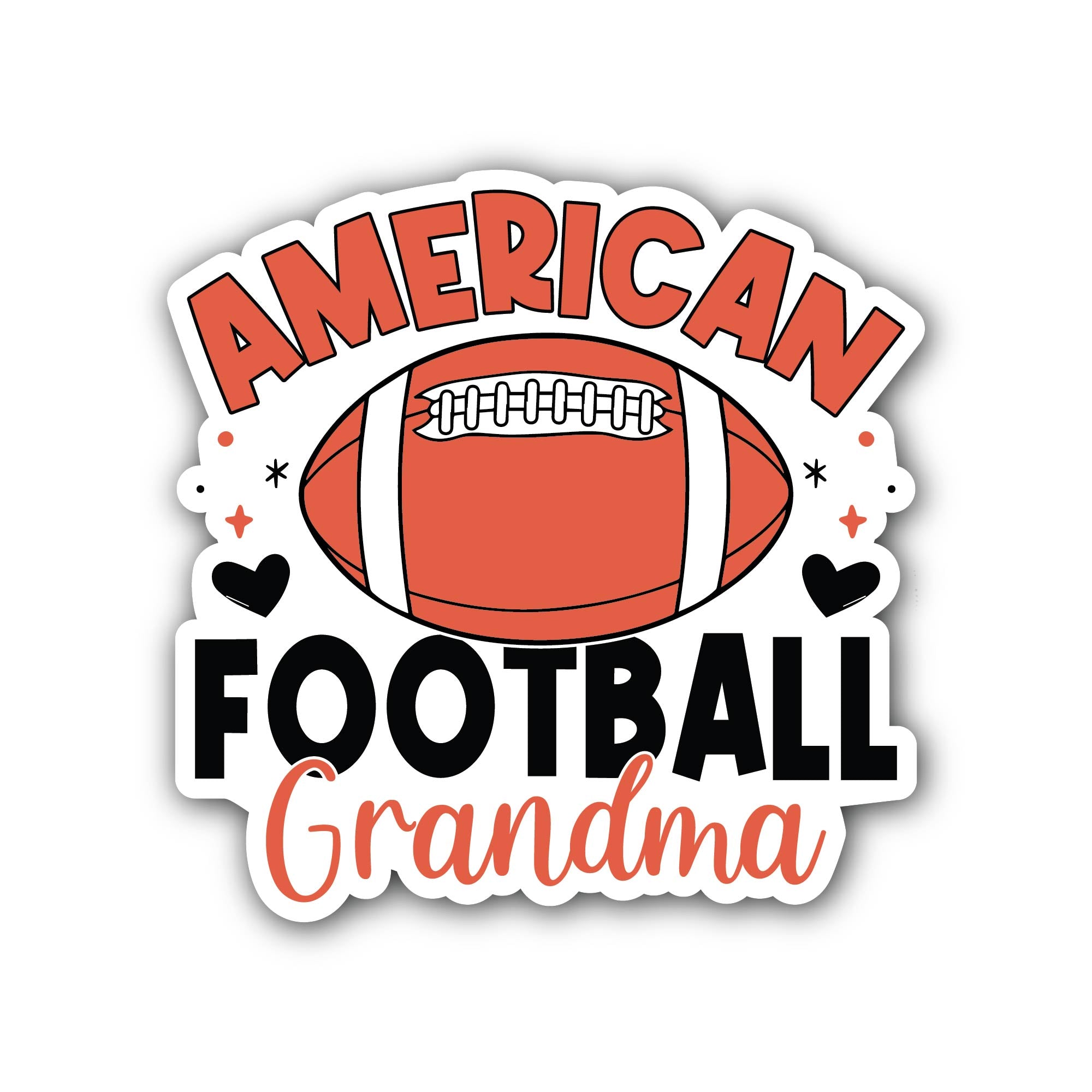 American Football Grandma Sticker, Waterproof Vinyl Decal Sticker Indoor Or Outdoor 2 (Pieces) 3" and 5"