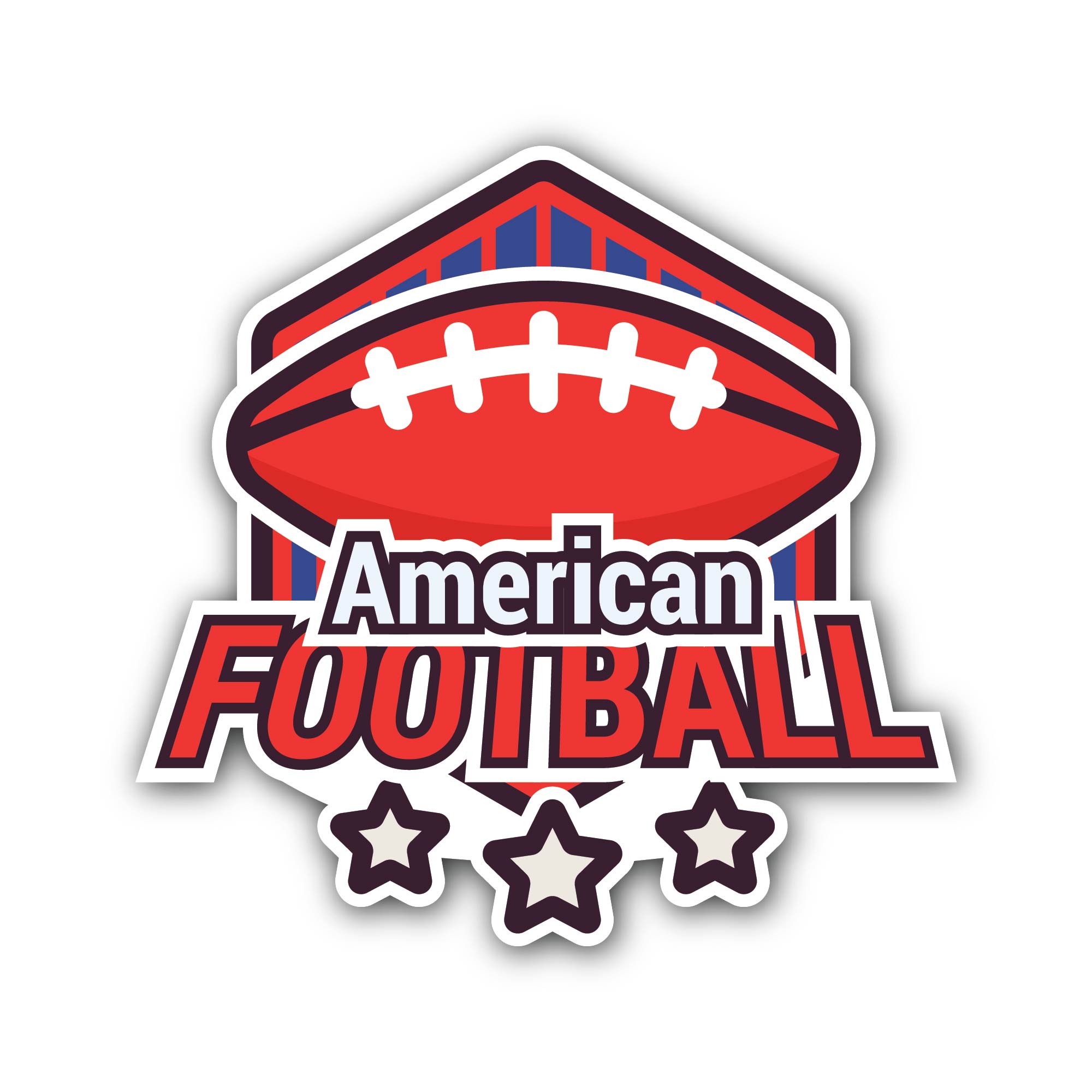 American football Logo Design Sticker, Waterproof Vinyl Decal Sticker Indoor Or Outdoor 2 (Pieces) 3" and 5"