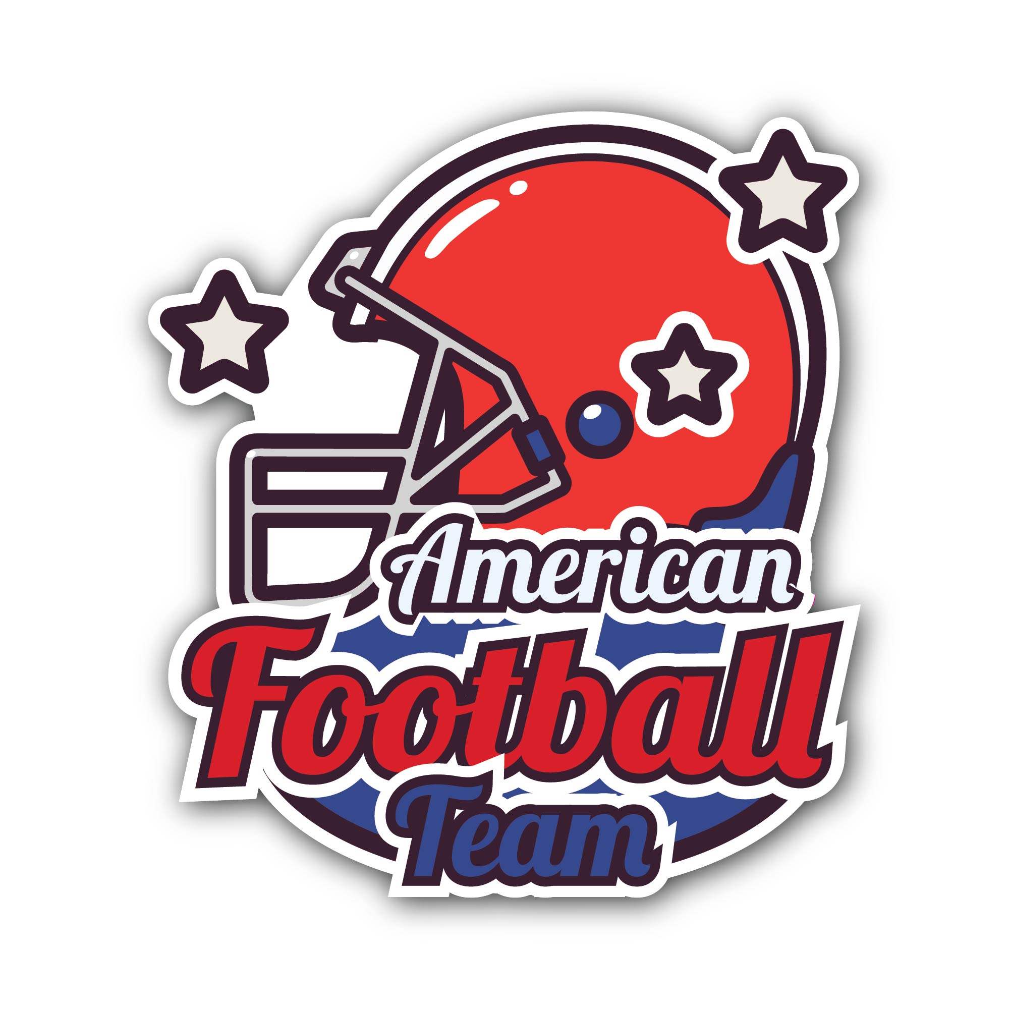 American Football Team logo Sticker, Waterproof Vinyl Decal Sticker Indoor Or Outdoor 2 (Pieces) 3" and 5"