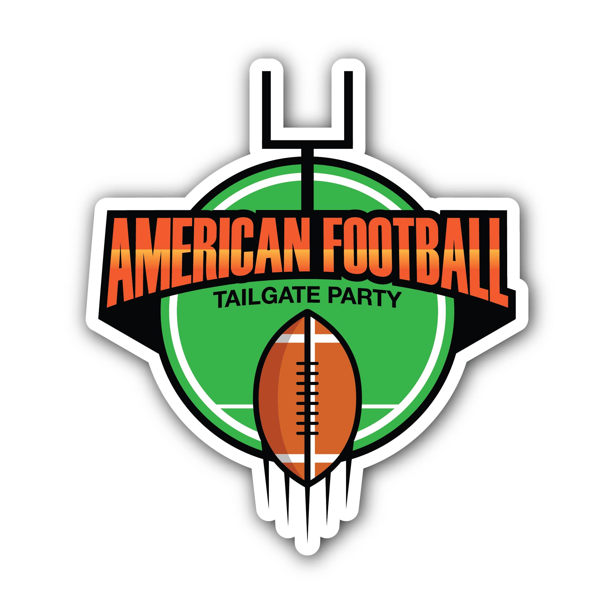 American Football Tailgate Party Sticker, Waterproof Vinyl Decal Sticker Indoor Or Outdoor 2 (Pieces) 3" and 5"
